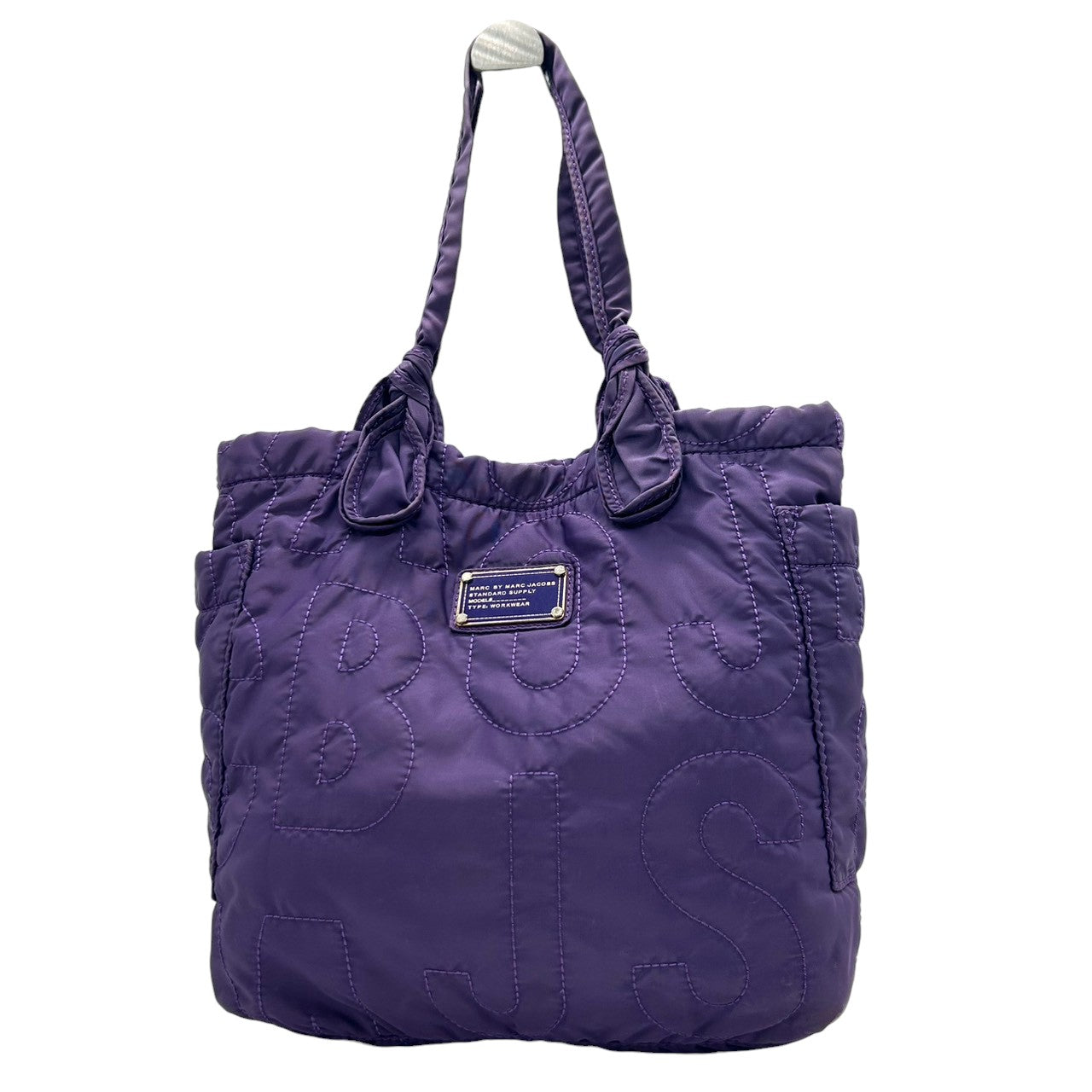 【美品】マークバイマークジェイコブス トートバッグ ハンドバッグ ワンショルダー キルティング ロゴ ナイロン パープル 紫 A4収納可 大容量 軽量 レディース 通勤 通学 マザーズバッグ WORKWEAR s32