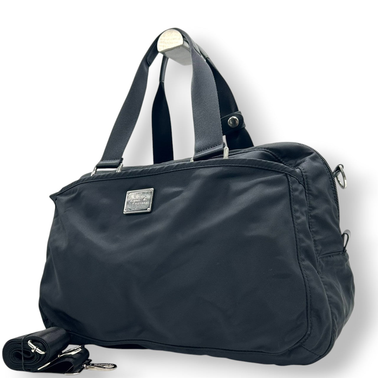 アニエスベー ボヤージュ 2WAY ボストンバッグ ハンドバッグ ショルダーバッグ ナイロン 黒 ロゴプレート A4可 大容量 軽量 斜め掛け可 レディース メンズ 旅行 ジム 出張 ビジネス マザーズバッグ agnes b. VOYAGE U4