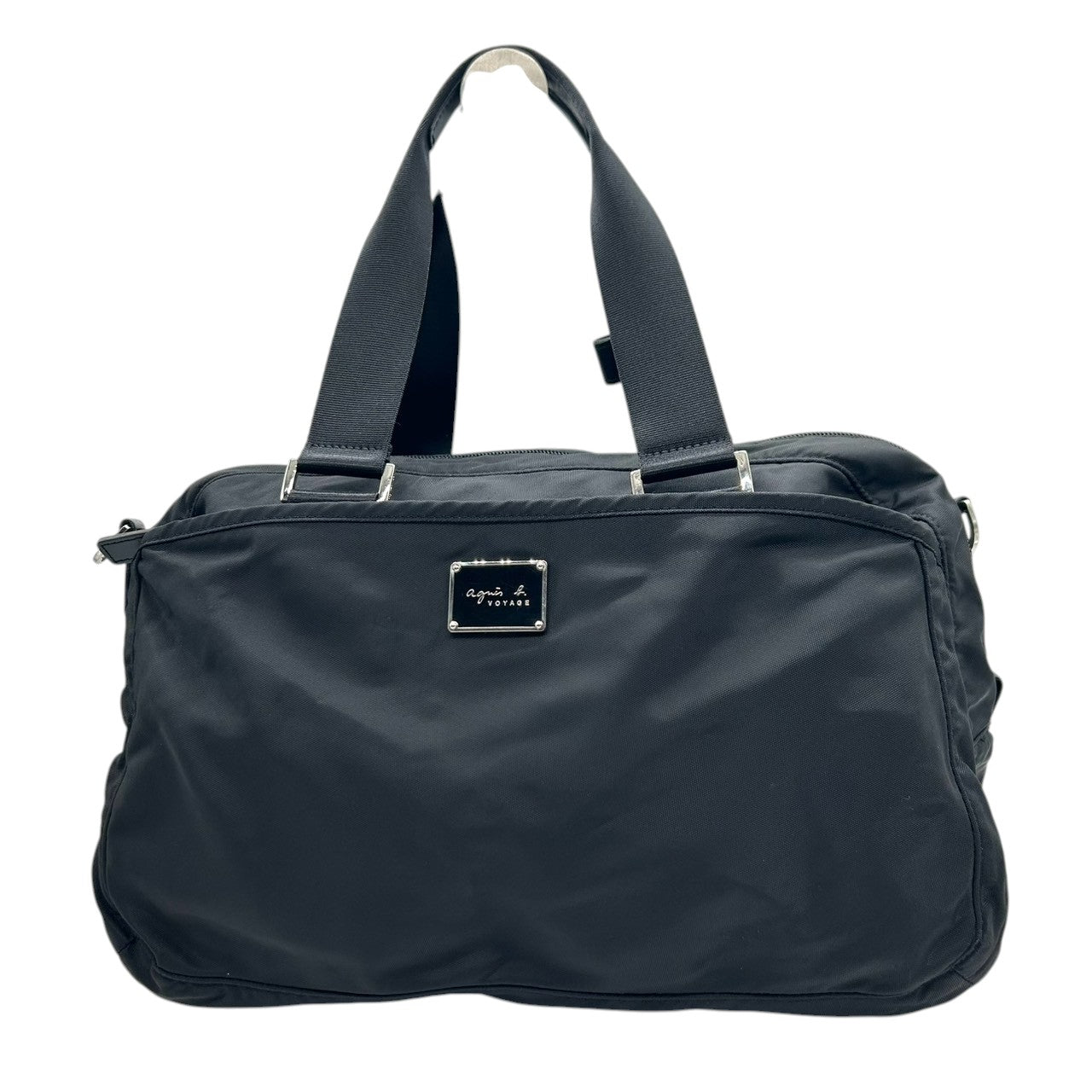 アニエスベー ボヤージュ 2WAY ボストンバッグ ハンドバッグ ショルダーバッグ ナイロン 黒 ロゴプレート A4可 大容量 軽量 斜め掛け可 レディース メンズ 旅行 ジム 出張 ビジネス マザーズバッグ agnes b. VOYAGE U4