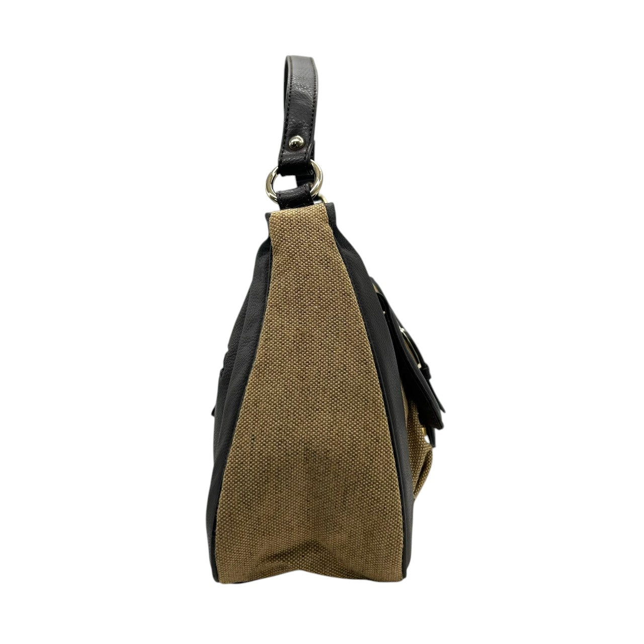 BOSCH ボッシュ ワンショルダーバッグ ハンドバッグ レザー キャンバス 異素材ミックス ブラウン ベージュ ベルトバックル フラップポケット レディース エレガント きれいめ 大人カジュアル 通勤 オフィス 肩掛け デイリーユース U8