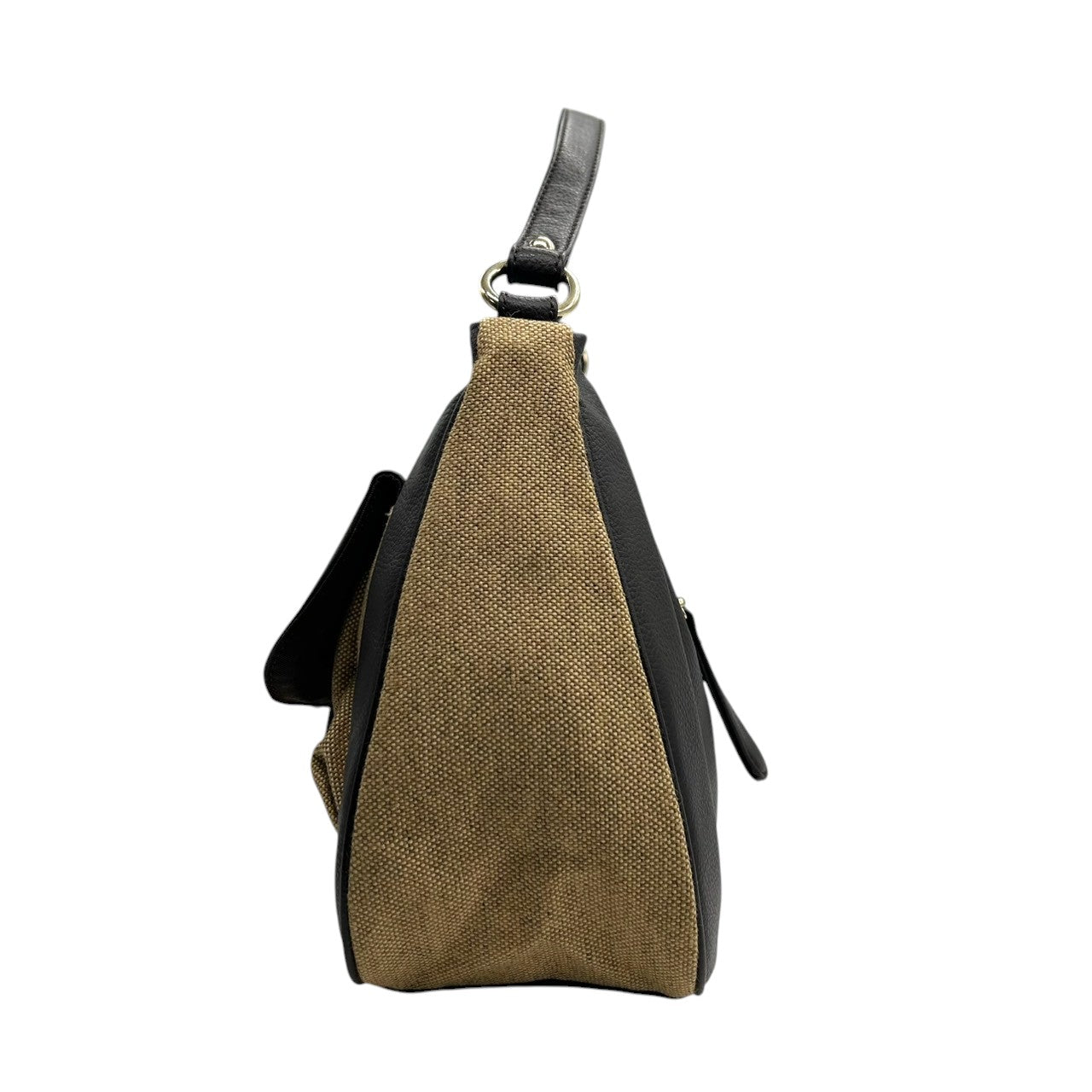 BOSCH ボッシュ ワンショルダーバッグ ハンドバッグ レザー キャンバス 異素材ミックス ブラウン ベージュ ベルトバックル フラップポケット レディース エレガント きれいめ 大人カジュアル 通勤 オフィス 肩掛け デイリーユース U8