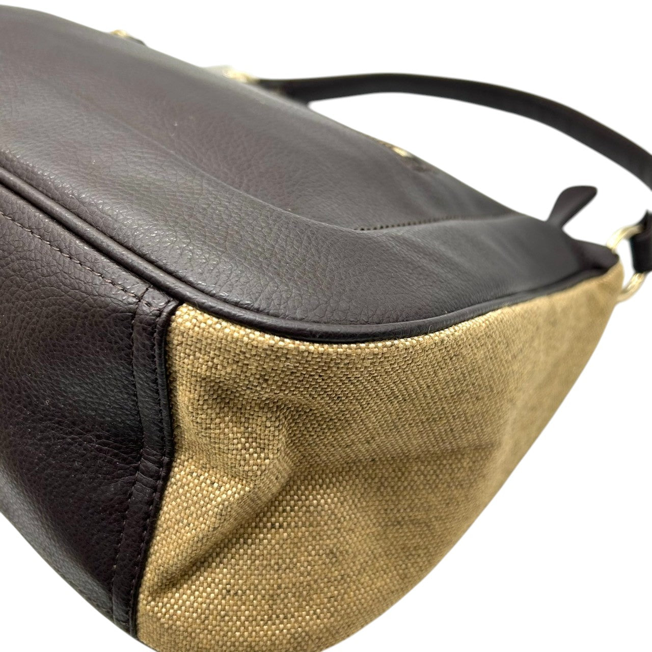 BOSCH ボッシュ ワンショルダーバッグ ハンドバッグ レザー キャンバス 異素材ミックス ブラウン ベージュ ベルトバックル フラップポケット レディース エレガント きれいめ 大人カジュアル 通勤 オフィス 肩掛け デイリーユース U8