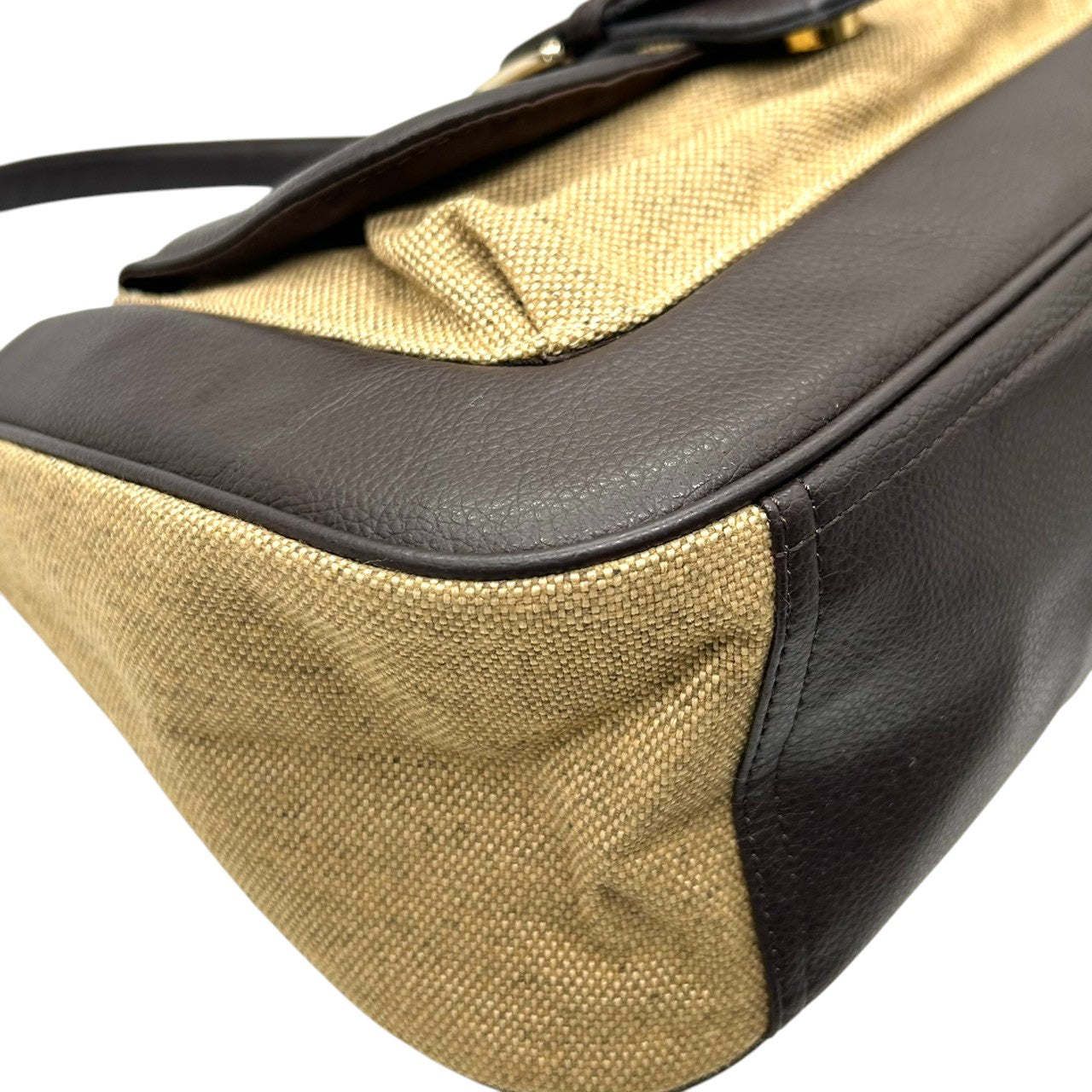 BOSCH ボッシュ ワンショルダーバッグ ハンドバッグ レザー キャンバス 異素材ミックス ブラウン ベージュ ベルトバックル フラップポケット レディース エレガント きれいめ 大人カジュアル 通勤 オフィス 肩掛け デイリーユース U8