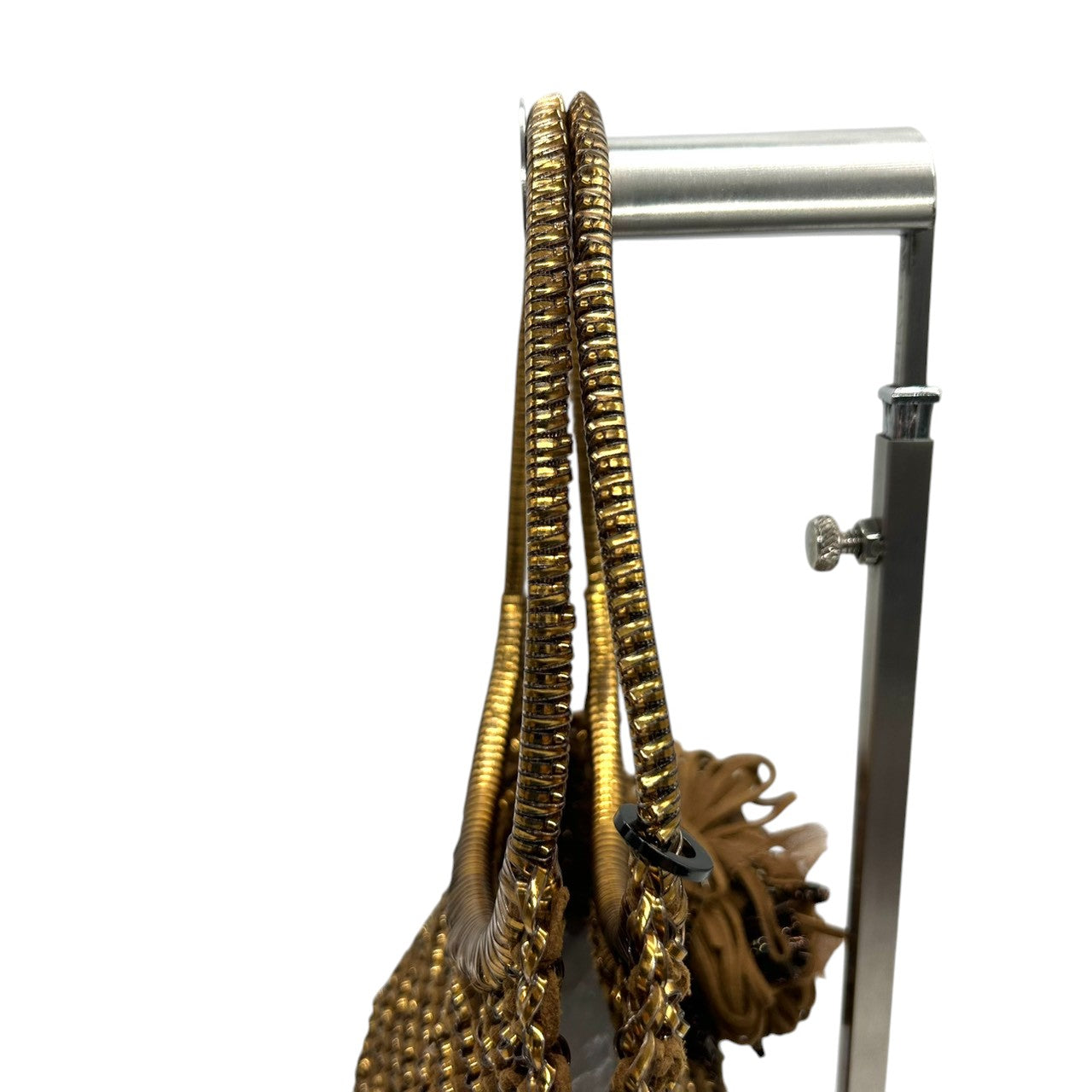 【美品】アンテプリマ ワイヤーバッグ ハンドバッグ ワンショルダー フラワーモチーフ コサージュ ブラウン ゴールド系 ビーズ レディース パーティ 結婚式 二次会 お呼ばれ 和装 エレガント 上品 華やか ゴージャス きらきら ANTEPRIMA s63