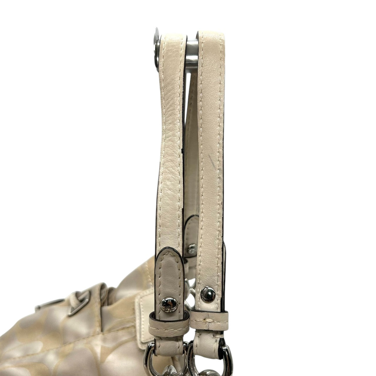 コーチ トートバッグ ハンドバッグ ワンショルダー シグネチャー ナイロン レザー ベージュ アイボリー A4収納可 大容量 軽量 レディース 通勤 通学 ビジネス デイリーユース エレガント きれいめ 上品 サイドポケット 定番人気モデル 14505 s61