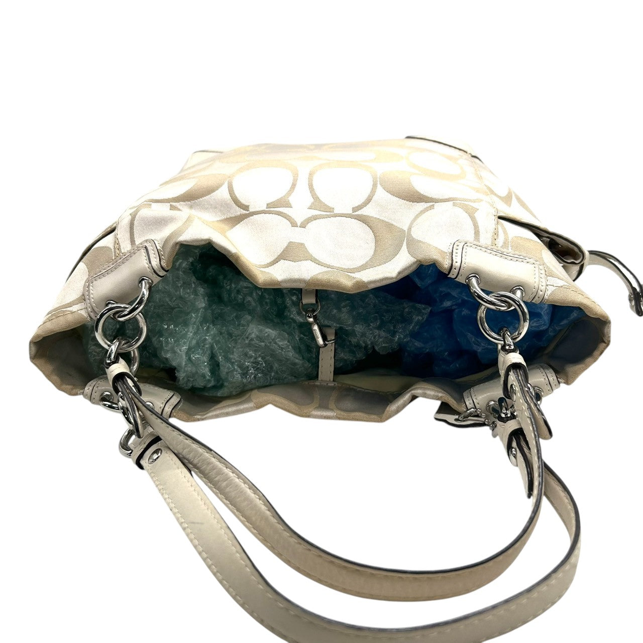 コーチ トートバッグ ハンドバッグ ワンショルダー シグネチャー ナイロン レザー ベージュ アイボリー A4収納可 大容量 軽量 レディース 通勤 通学 ビジネス デイリーユース エレガント きれいめ 上品 サイドポケット 定番人気モデル 14505 s61