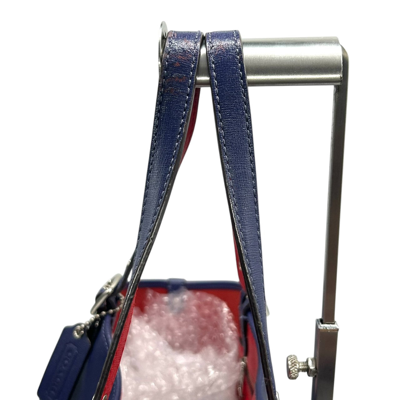 コーチ トートバッグ ショルダーバッグ レザー 本革 ネイビー レッド バイカラー A4 PC収納可 大容量 肩掛け レディース 通勤 通学 ビジネス オフィス パンチング ホースアンドキャリッジ 馬車ロゴ 自立可 スタイリッシュ COACH U4