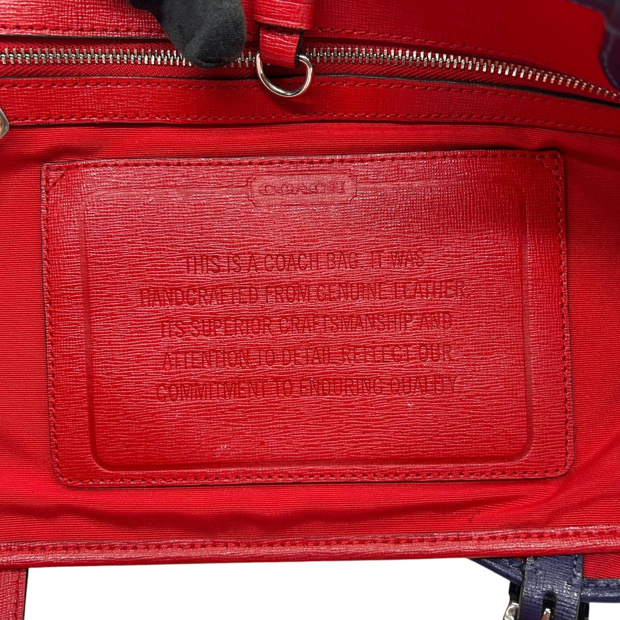 コーチ トートバッグ ショルダーバッグ レザー 本革 ネイビー レッド バイカラー A4 PC収納可 大容量 肩掛け レディース 通勤 通学 ビジネス オフィス パンチング ホースアンドキャリッジ 馬車ロゴ 自立可 スタイリッシュ COACH U4