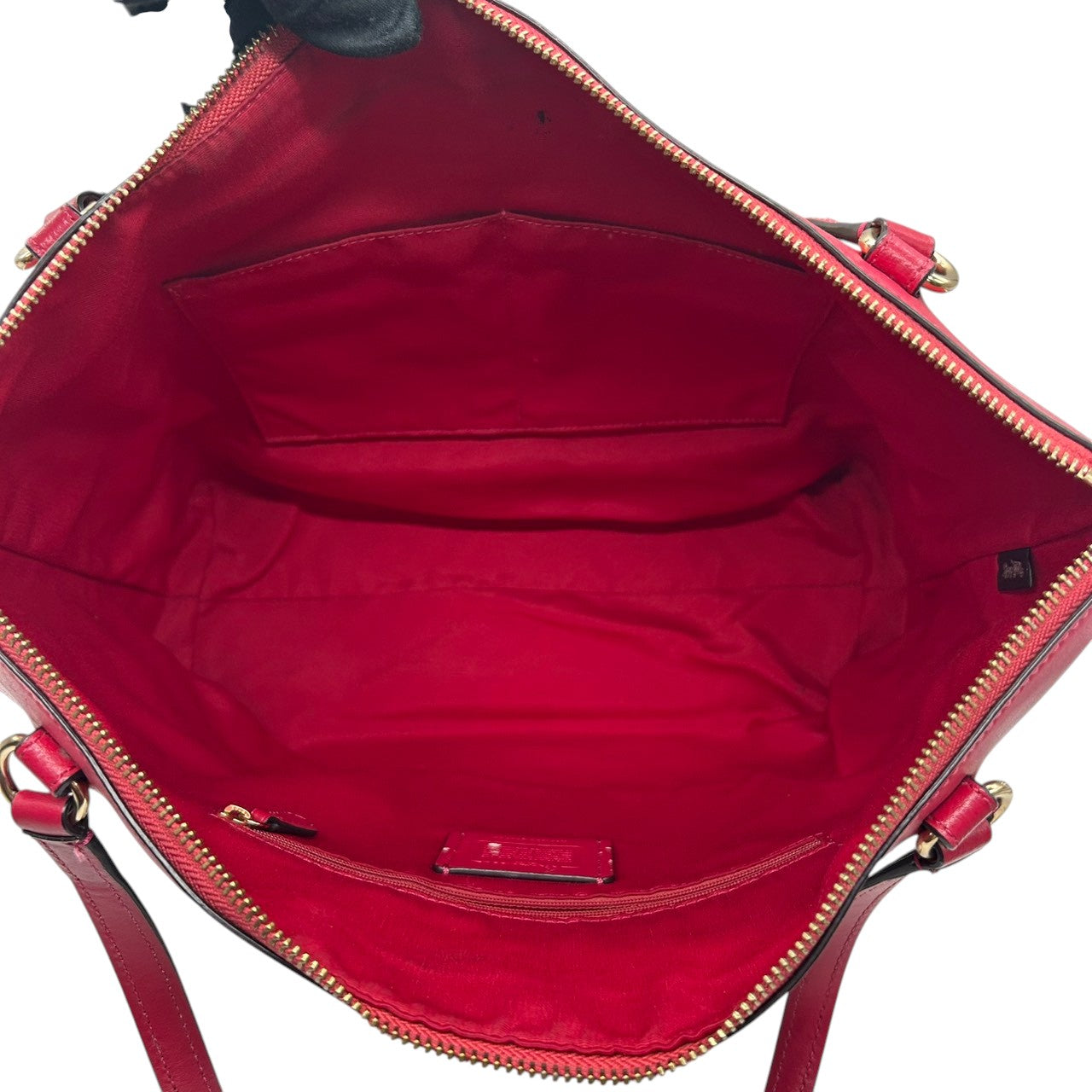 【美品】コーチ 2WAY トートバッグ ショルダーバッグ シグネチャー PVC レザー ブラウン レッド系 バイカラー A4可 大容量 斜め掛け 肩掛け レディース 通勤 通学 ビジネス フェミニン COACH F58286 U4