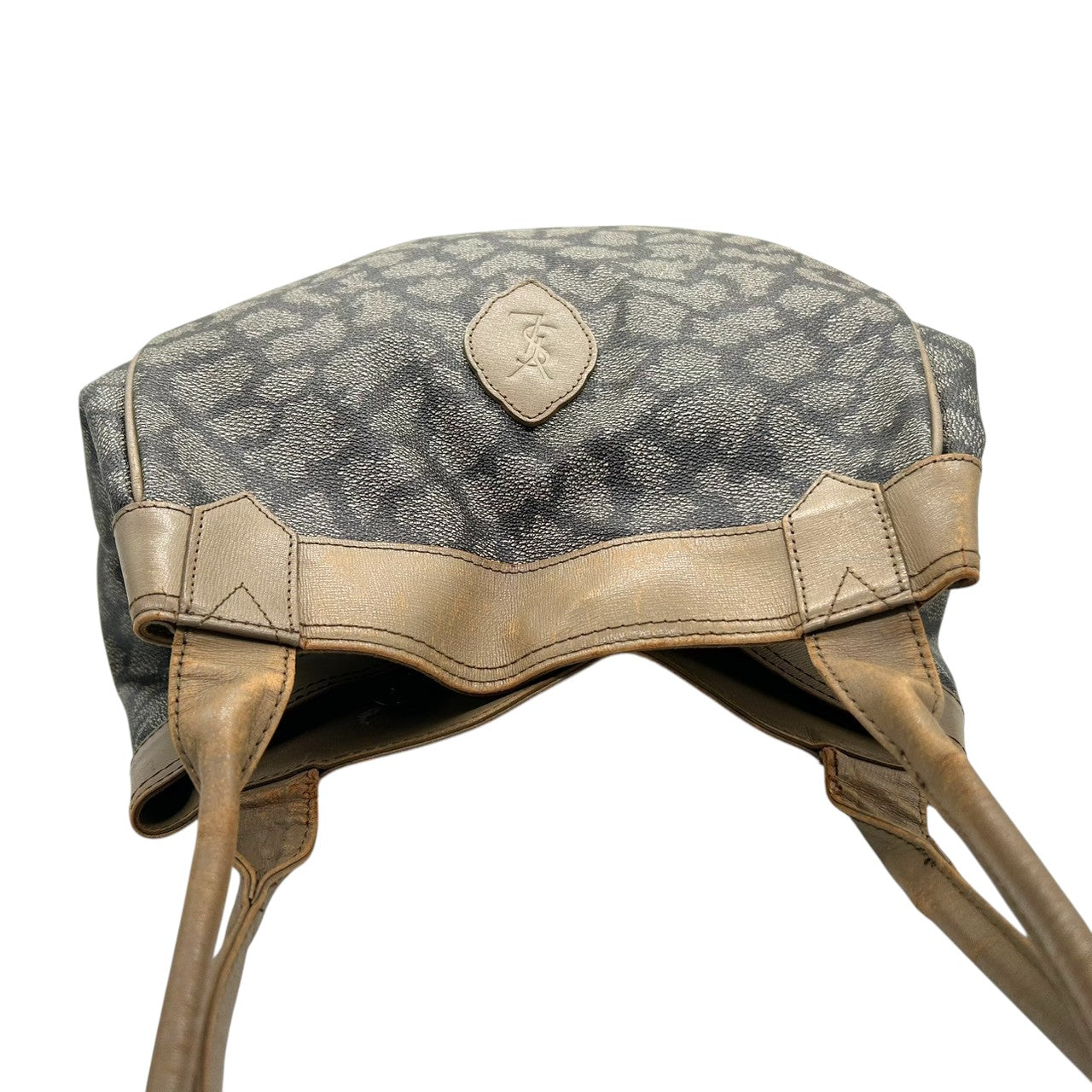 イヴサンローラン トートバッグ ワンショルダー PVC レザー YSLロゴ ジラフ柄 アニマル柄 ブラウン ベージュ A4可 大容量 肩掛け ヴィンテージ レディース クラシック エレガント YVES SAINT LAURENT s83