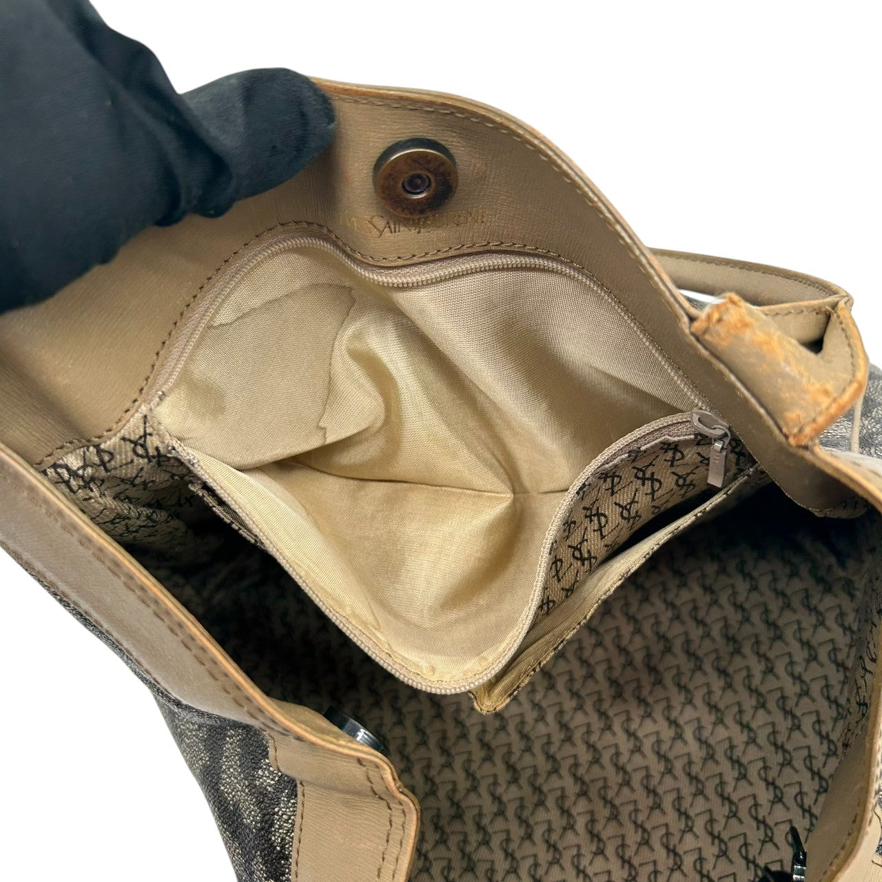 イヴサンローラン トートバッグ ワンショルダー PVC レザー YSLロゴ ジラフ柄 アニマル柄 ブラウン ベージュ A4可 大容量 肩掛け ヴィンテージ レディース クラシック エレガント YVES SAINT LAURENT s83