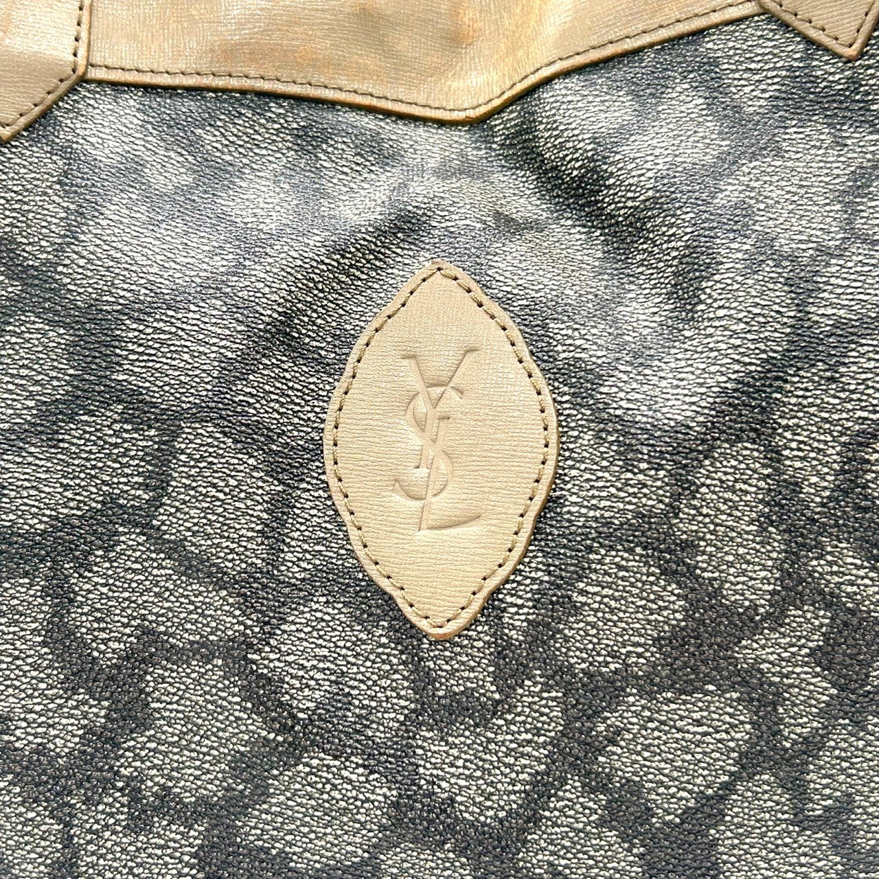 イヴサンローラン トートバッグ ワンショルダー PVC レザー YSLロゴ ジラフ柄 アニマル柄 ブラウン ベージュ A4可 大容量 肩掛け ヴィンテージ レディース クラシック エレガント YVES SAINT LAURENT s83