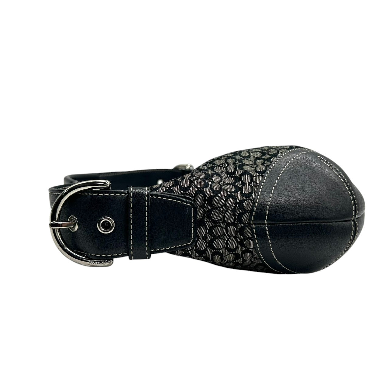 【美品】COACH コーチ ハンドバッグ アクセサリーポーチ ワンショルダー ミニシグネチャー キャンバス レザー 本革 ブラック 黒 レディース 肩掛け コンパクト 軽量 クラシック エレガント デイリーユース 定番人気モデル 6351 s83