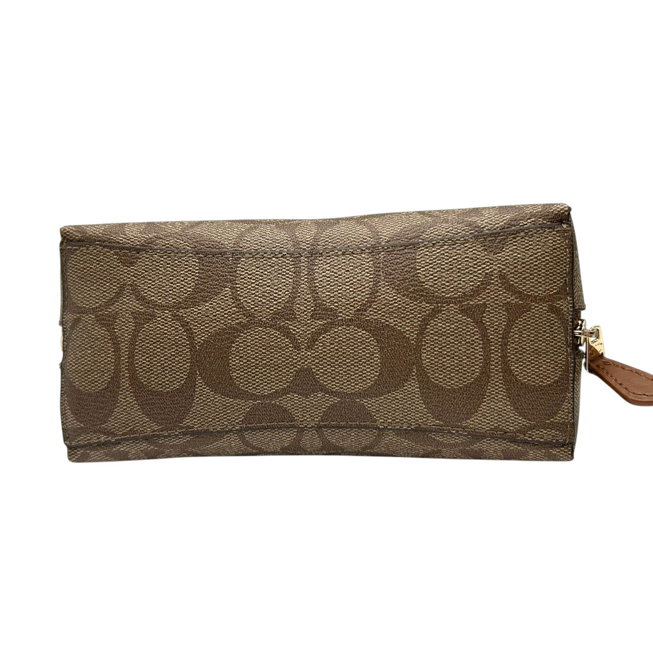 【美品】COACH コーチ ポーチ 化粧ポーチ コスメポーチ シグネチャー Cロゴ 総柄 PVC ブラウン 舟形 小物入れ トラベル バッグインバッグ レディース 定番人気 コンパクト 軽量 おしゃれ 大人可愛い F53385 s83