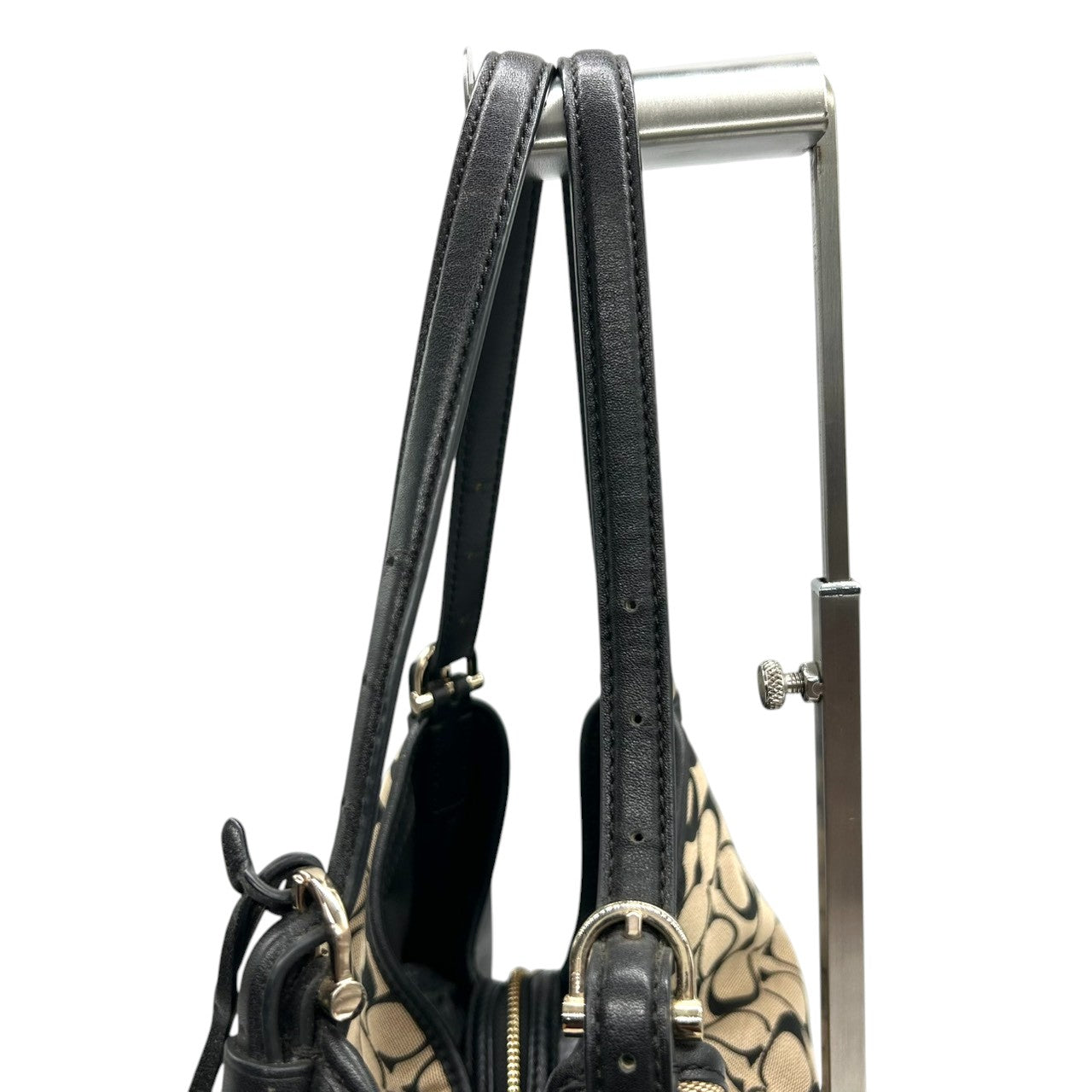 コーチ ショルダーバッグ ハンドバッグ ワンショルダー ホーボー シグネチャー キャンバス レザー 本革 ブラック ベージュ ターンロック A4可 大容量 肩掛け ハンドル調節可 レディース 通勤 通学 ビジネス エレガント COACH 32907 s82