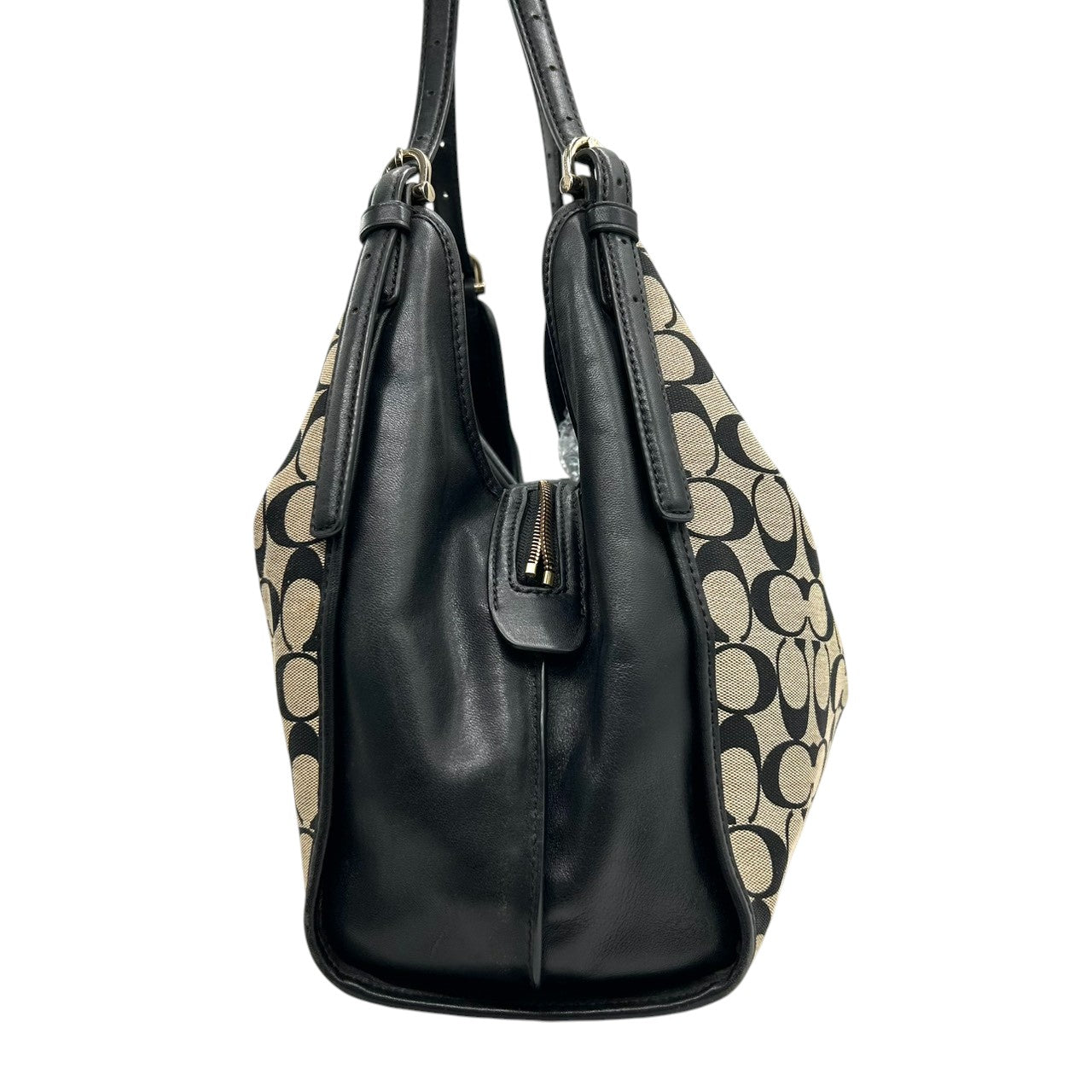 コーチ ショルダーバッグ ハンドバッグ ワンショルダー ホーボー シグネチャー キャンバス レザー 本革 ブラック ベージュ ターンロック A4可 大容量 肩掛け ハンドル調節可 レディース 通勤 通学 ビジネス エレガント COACH 32907 s82