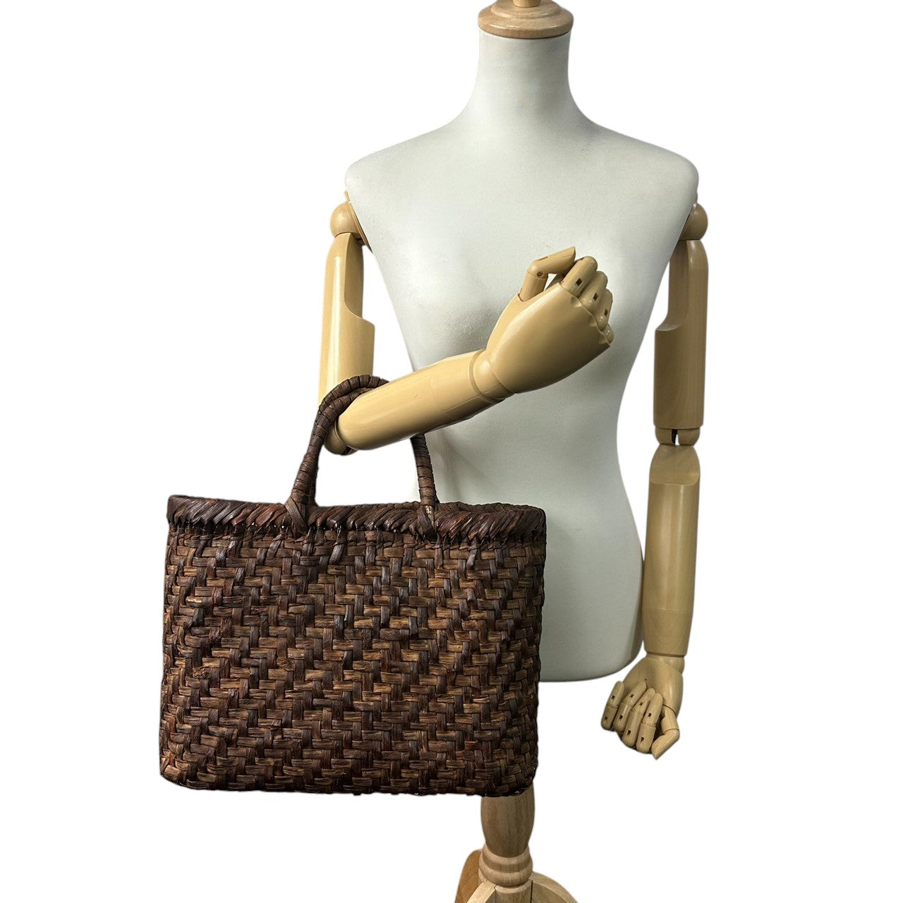 【美品】国産 山葡萄 かごバッグ 網代編み 巾着付き ハンドバッグ トートバッグ 天然素材 ヤマブドウ 籠バッグ 伝統工芸品 民藝 和装 着物 浴衣 レディース 大人 上品 粋 おしゃれ 育てるバッグ 一生もの 職人 手仕事 D