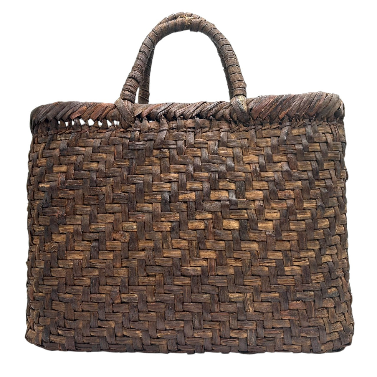 【美品】国産 山葡萄 かごバッグ 網代編み 巾着付き ハンドバッグ トートバッグ 天然素材 ヤマブドウ 籠バッグ 伝統工芸品 民藝 和装 着物 浴衣 レディース 大人 上品 粋 おしゃれ 育てるバッグ 一生もの 職人 手仕事 D