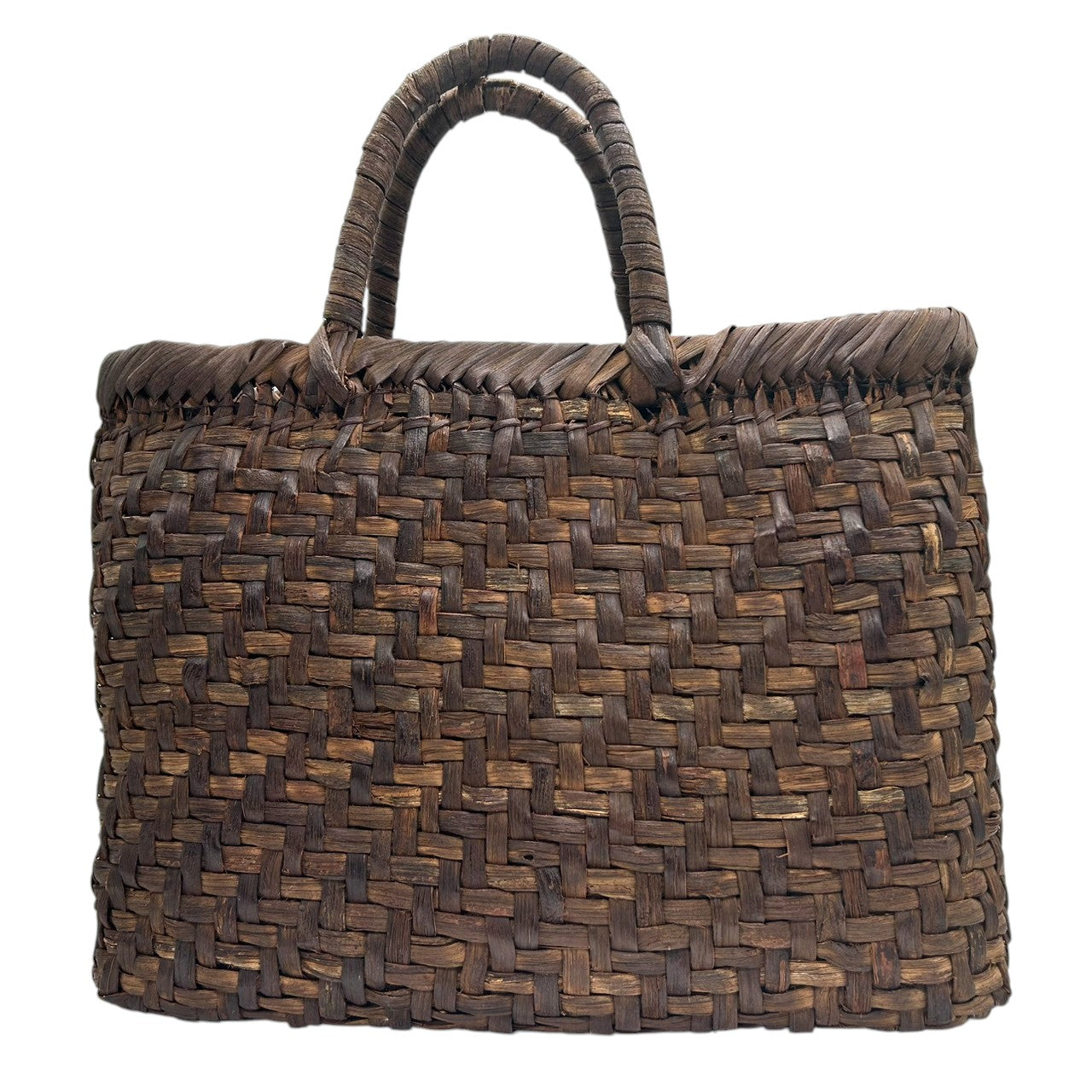 【美品】国産 山葡萄 かごバッグ 網代編み 巾着付き ハンドバッグ トートバッグ 天然素材 ヤマブドウ 籠バッグ 伝統工芸品 民藝 和装 着物 浴衣 レディース 大人 上品 粋 おしゃれ 育てるバッグ 一生もの 職人 手仕事 D