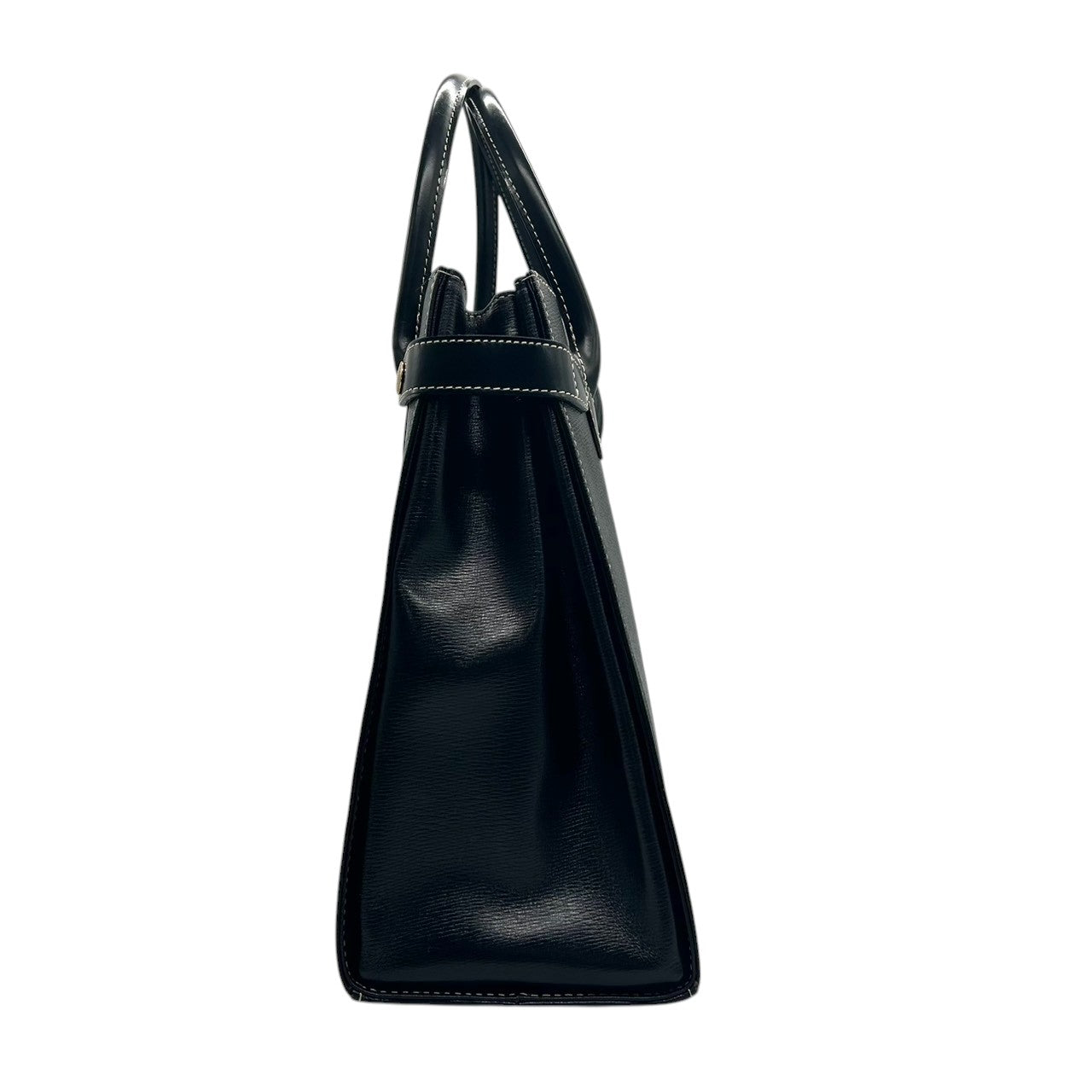【美品】BURBERRY バーバリー ハンドバッグ トートバッグ レザー 本革 ブラック 黒 ゴールド金具 ロゴプレート 自立可 レディース フォーマル ビジネス オフィス 冠婚葬祭 セレモニー エレガント 上品 きれいめ クラシック s34