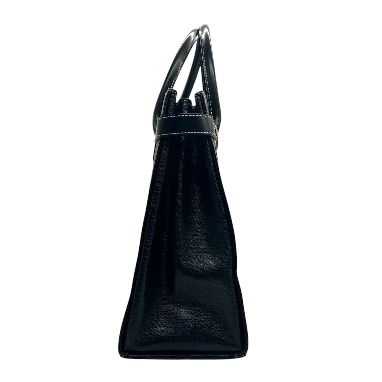 【美品】BURBERRY バーバリー ハンドバッグ トートバッグ レザー 本革 ブラック 黒 ゴールド金具 ロゴプレート 自立可 レディース フォーマル ビジネス オフィス 冠婚葬祭 セレモニー エレガント 上品 きれいめ クラシック s34
