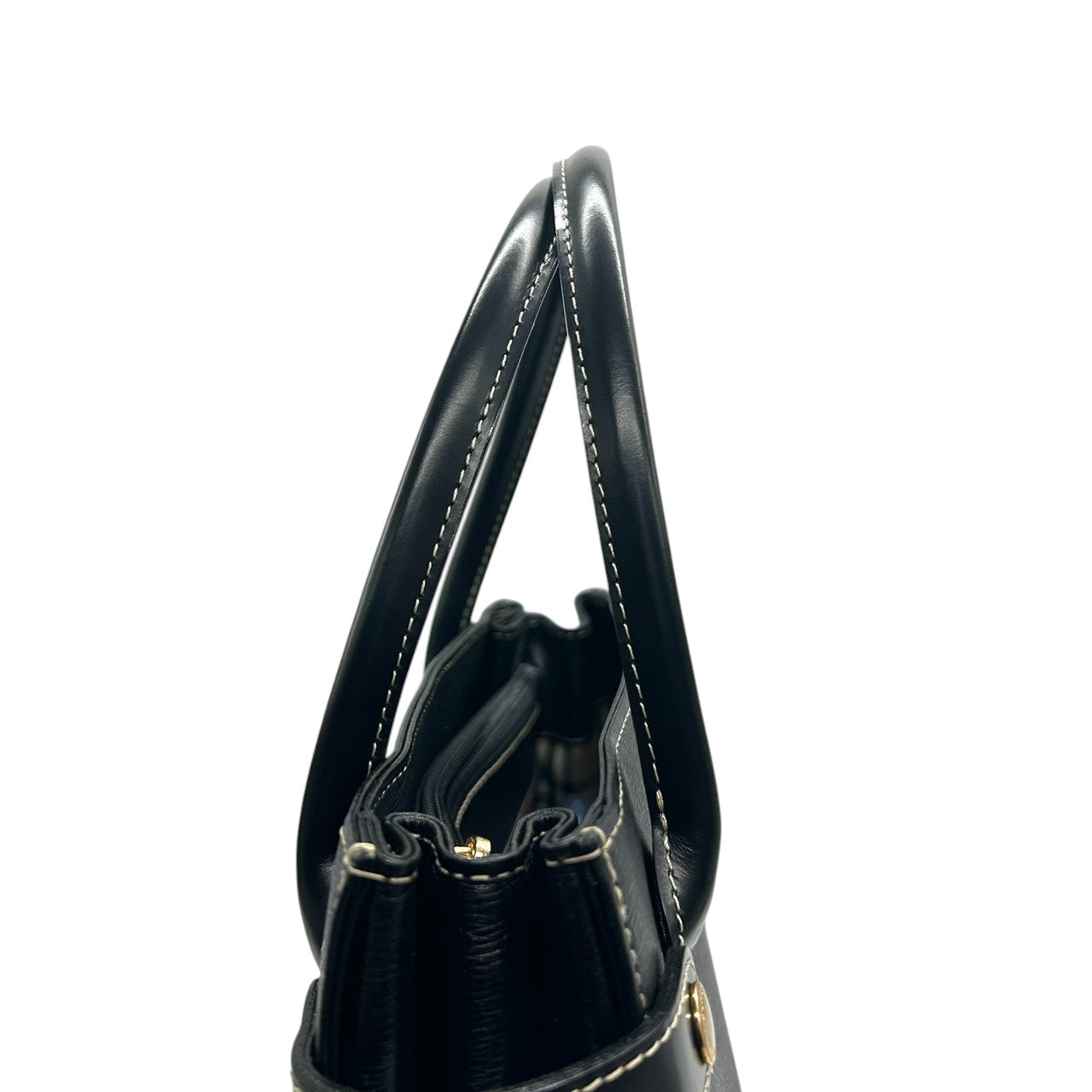 【美品】BURBERRY バーバリー ハンドバッグ トートバッグ レザー 本革 ブラック 黒 ゴールド金具 ロゴプレート 自立可 レディース フォーマル ビジネス オフィス 冠婚葬祭 セレモニー エレガント 上品 きれいめ クラシック s34
