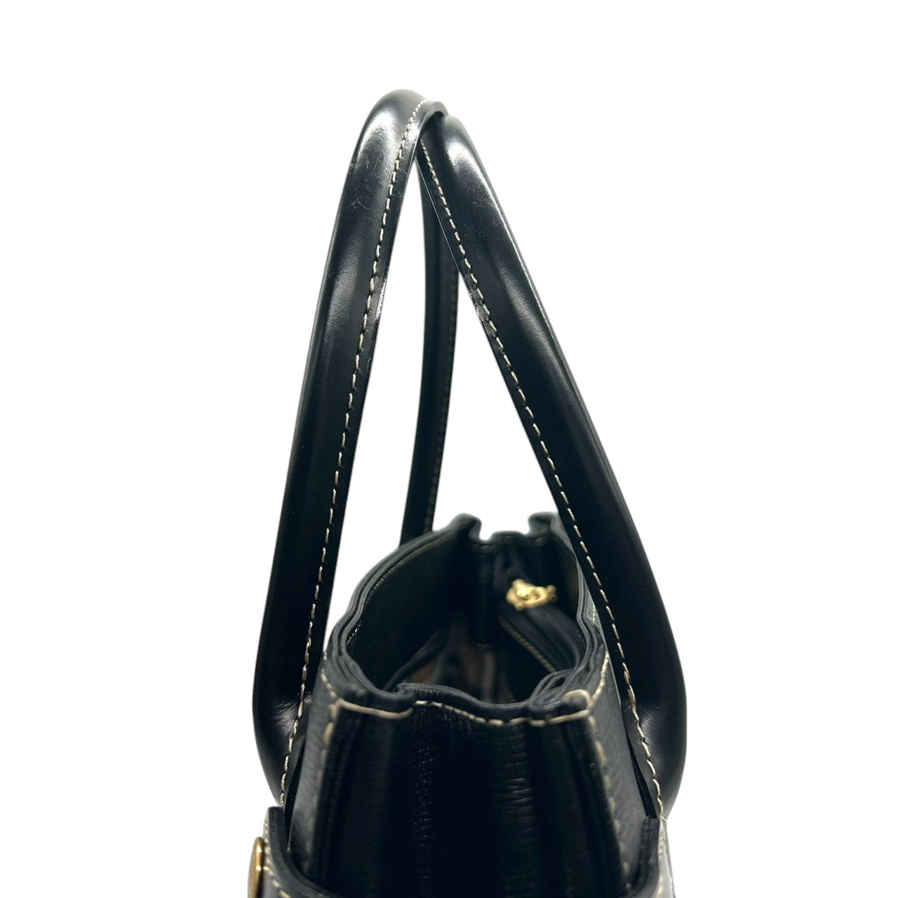 【美品】BURBERRY バーバリー ハンドバッグ トートバッグ レザー 本革 ブラック 黒 ゴールド金具 ロゴプレート 自立可 レディース フォーマル ビジネス オフィス 冠婚葬祭 セレモニー エレガント 上品 きれいめ クラシック s34