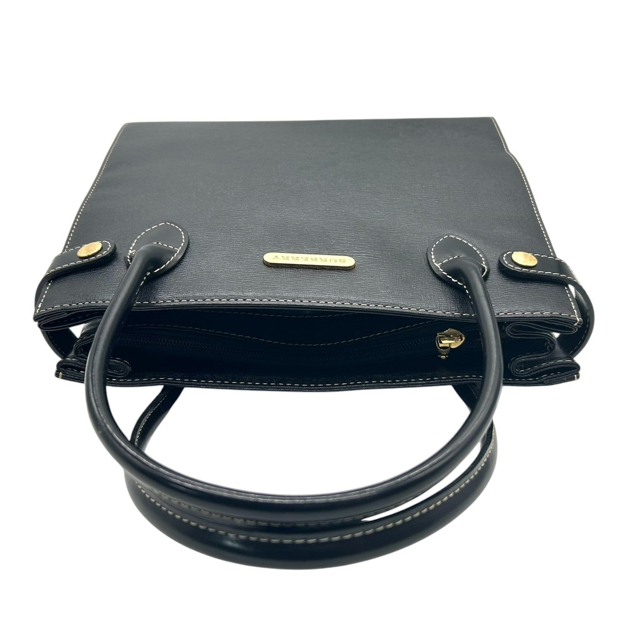 【美品】BURBERRY バーバリー ハンドバッグ トートバッグ レザー 本革 ブラック 黒 ゴールド金具 ロゴプレート 自立可 レディース フォーマル ビジネス オフィス 冠婚葬祭 セレモニー エレガント 上品 きれいめ クラシック s34