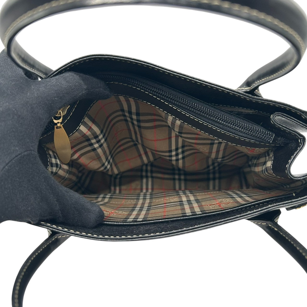 【美品】BURBERRY バーバリー ハンドバッグ トートバッグ レザー 本革 ブラック 黒 ゴールド金具 ロゴプレート 自立可 レディース フォーマル ビジネス オフィス 冠婚葬祭 セレモニー エレガント 上品 きれいめ クラシック s34