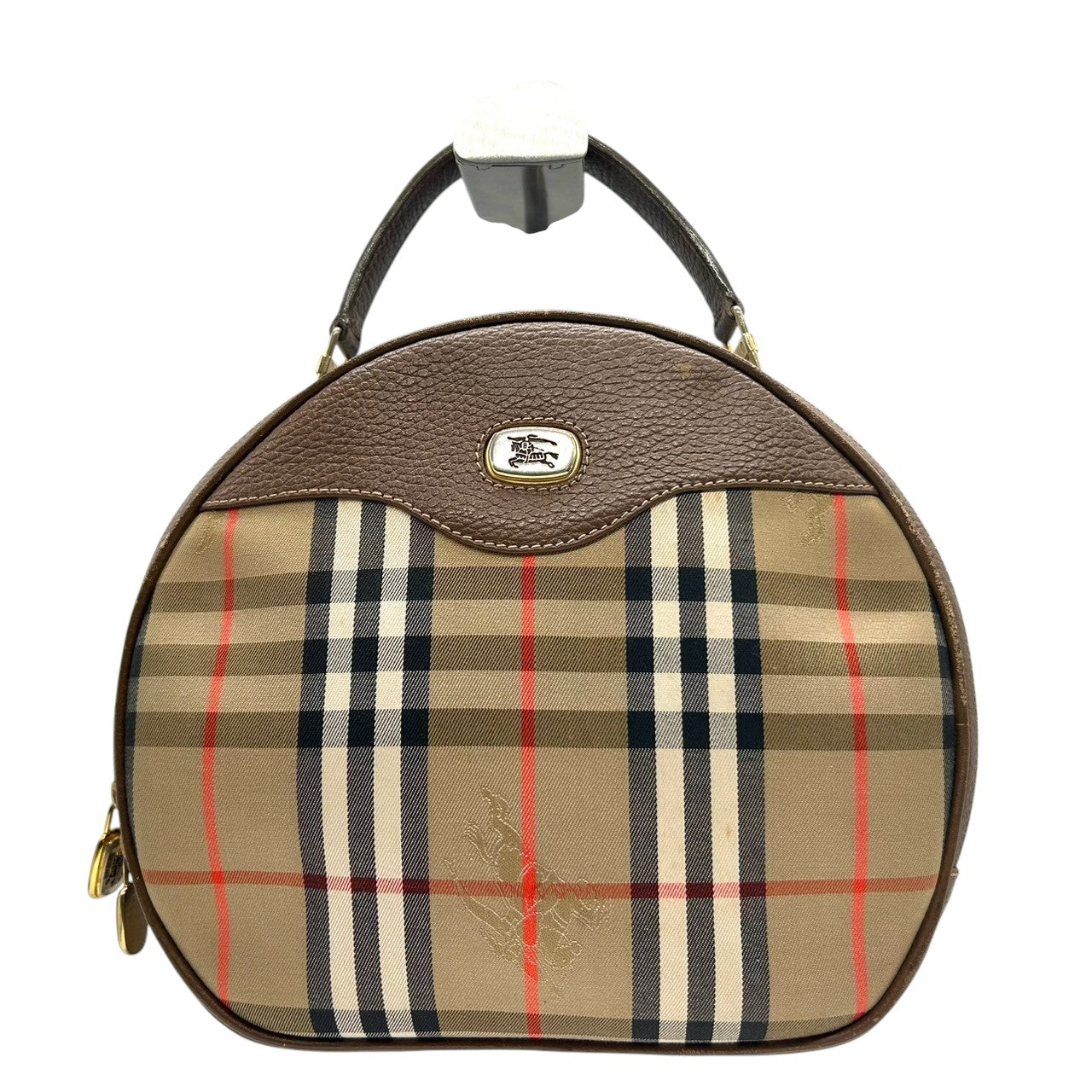 Burberrys バーバリーズ ハンドバッグ バニティバッグ ノバチェック シャドーホース キャンバス レザー ブラウン 丸型 ヴィンテージ オールド レディース コンパクト クラシック レトロ 希少 s3