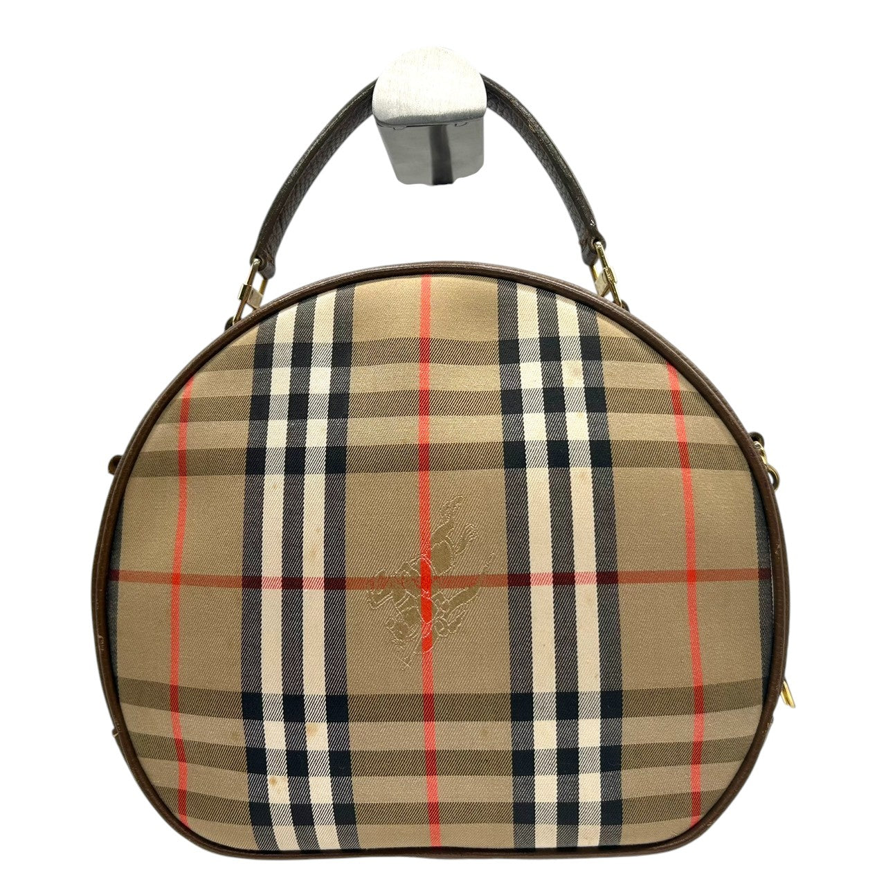 Burberrys バーバリーズ ハンドバッグ バニティバッグ ノバチェック シャドーホース キャンバス レザー ブラウン 丸型 ヴィンテージ オールド レディース コンパクト クラシック レトロ 希少 s3