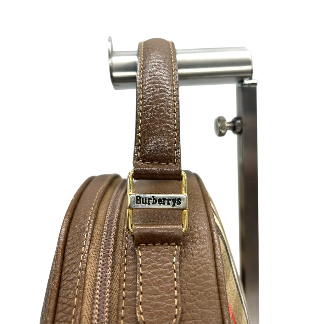 Burberrys バーバリーズ ハンドバッグ バニティバッグ ノバチェック シャドーホース キャンバス レザー ブラウン 丸型 ヴィンテージ オールド レディース コンパクト クラシック レトロ 希少 s3