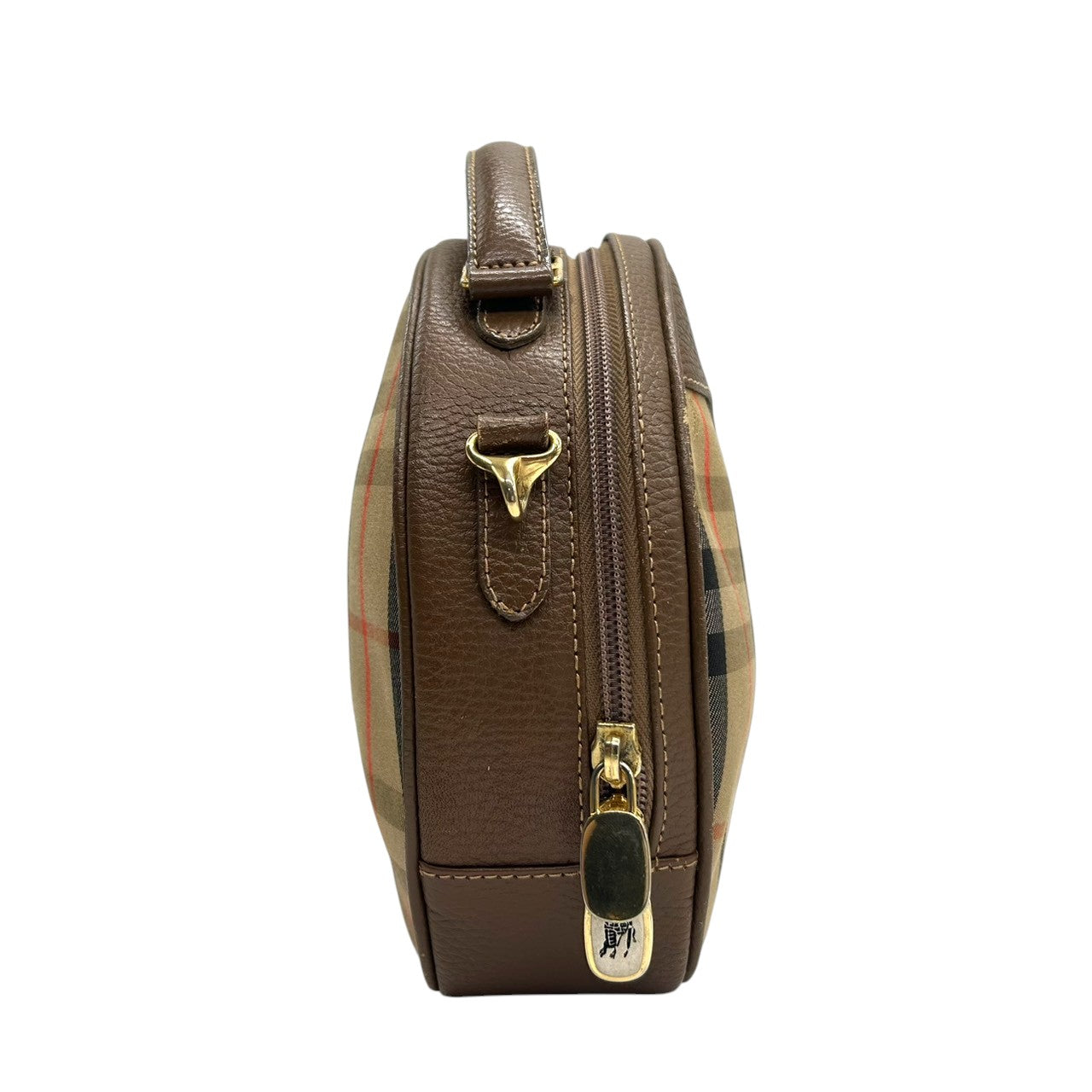 Burberrys バーバリーズ ハンドバッグ バニティバッグ ノバチェック シャドーホース キャンバス レザー ブラウン 丸型 ヴィンテージ オールド レディース コンパクト クラシック レトロ 希少 s3