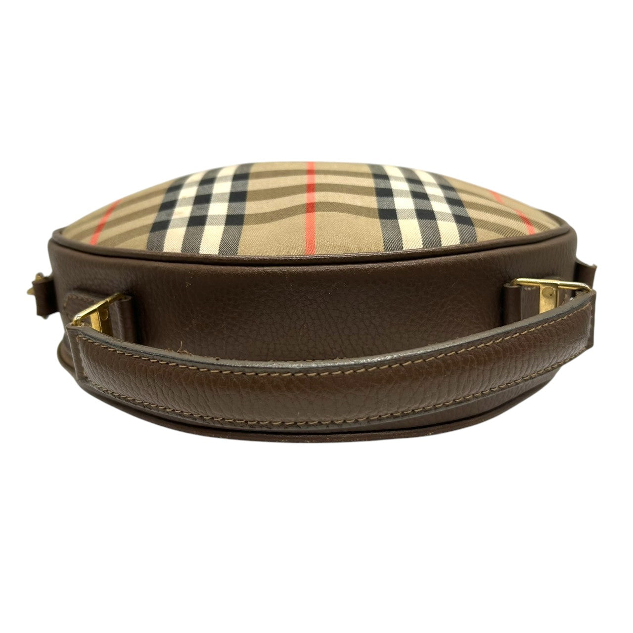 Burberrys バーバリーズ ハンドバッグ バニティバッグ ノバチェック シャドーホース キャンバス レザー ブラウン 丸型 ヴィンテージ オールド レディース コンパクト クラシック レトロ 希少 s3