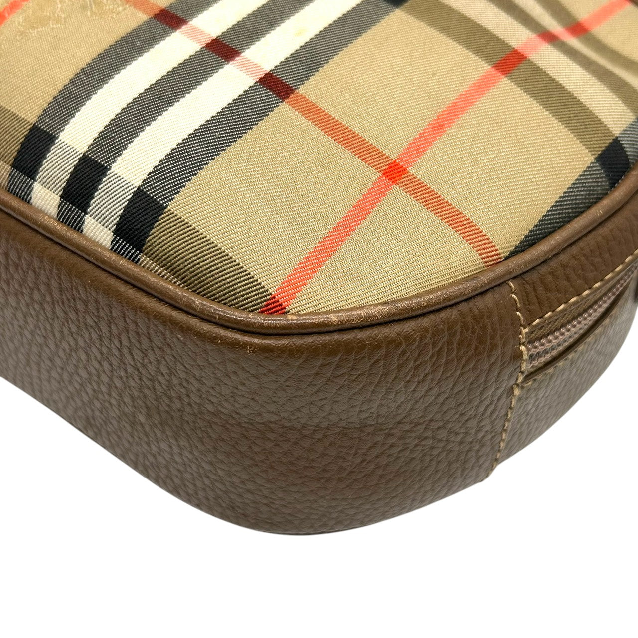 Burberrys バーバリーズ ハンドバッグ バニティバッグ ノバチェック シャドーホース キャンバス レザー ブラウン 丸型 ヴィンテージ オールド レディース コンパクト クラシック レトロ 希少 s3