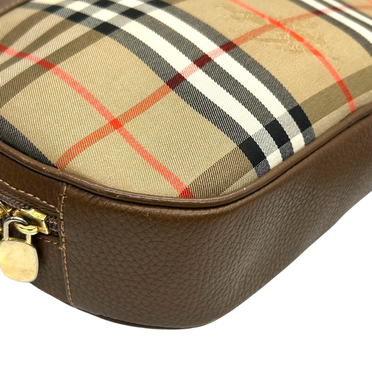 Burberrys バーバリーズ ハンドバッグ バニティバッグ ノバチェック シャドーホース キャンバス レザー ブラウン 丸型 ヴィンテージ オールド レディース コンパクト クラシック レトロ 希少 s3