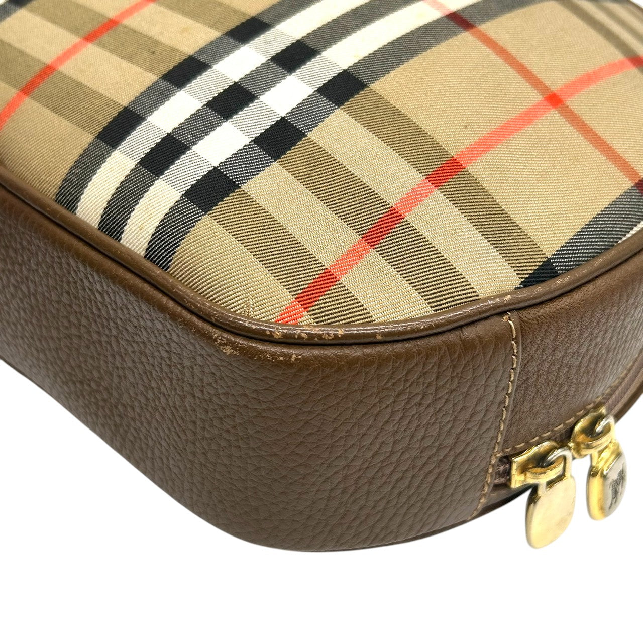 Burberrys バーバリーズ ハンドバッグ バニティバッグ ノバチェック シャドーホース キャンバス レザー ブラウン 丸型 ヴィンテージ オールド レディース コンパクト クラシック レトロ 希少 s3