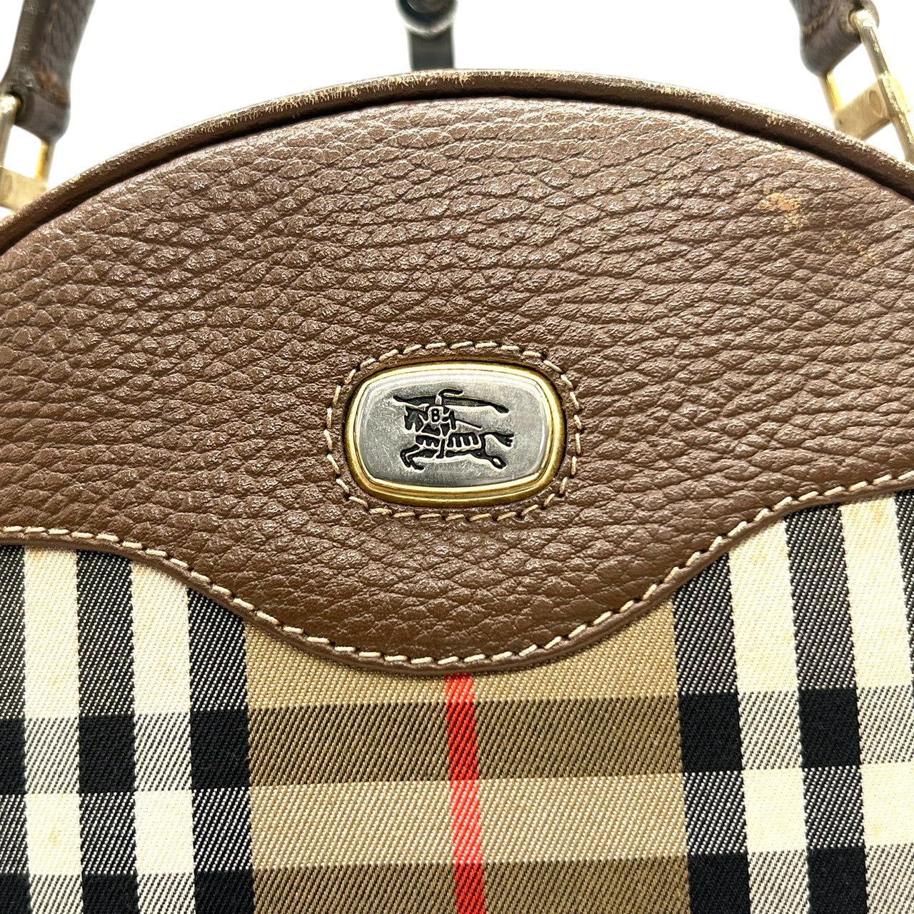 Burberrys バーバリーズ ハンドバッグ バニティバッグ ノバチェック シャドーホース キャンバス レザー ブラウン 丸型 ヴィンテージ オールド レディース コンパクト クラシック レトロ 希少 s3