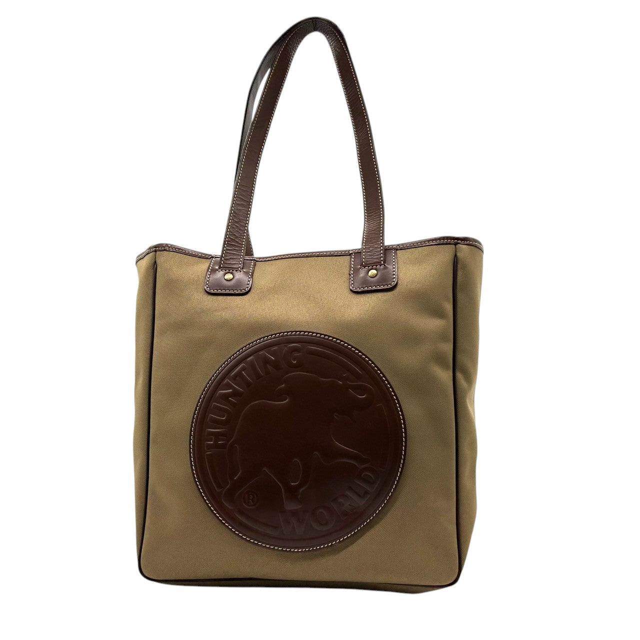 ハンティングワールド トートバッグ サファリトゥデイ ワンショルダー ナイロン レザー ブラウン デカロゴ A4収納可 大容量 肩掛け可 メンズ レディース ユニセックス 通勤 通学 定番人気モデル イタリア製 HUNTING WORLD s18