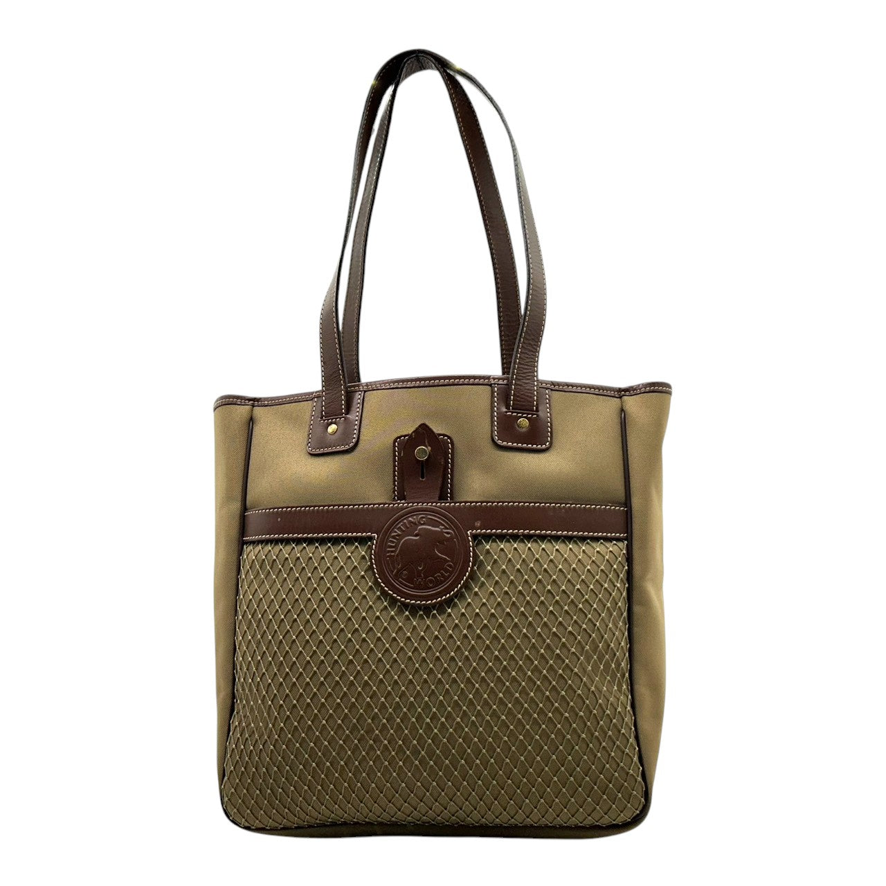 ハンティングワールド トートバッグ サファリトゥデイ ワンショルダー ナイロン レザー ブラウン デカロゴ A4収納可 大容量 肩掛け可 メンズ レディース ユニセックス 通勤 通学 定番人気モデル イタリア製 HUNTING WORLD s18