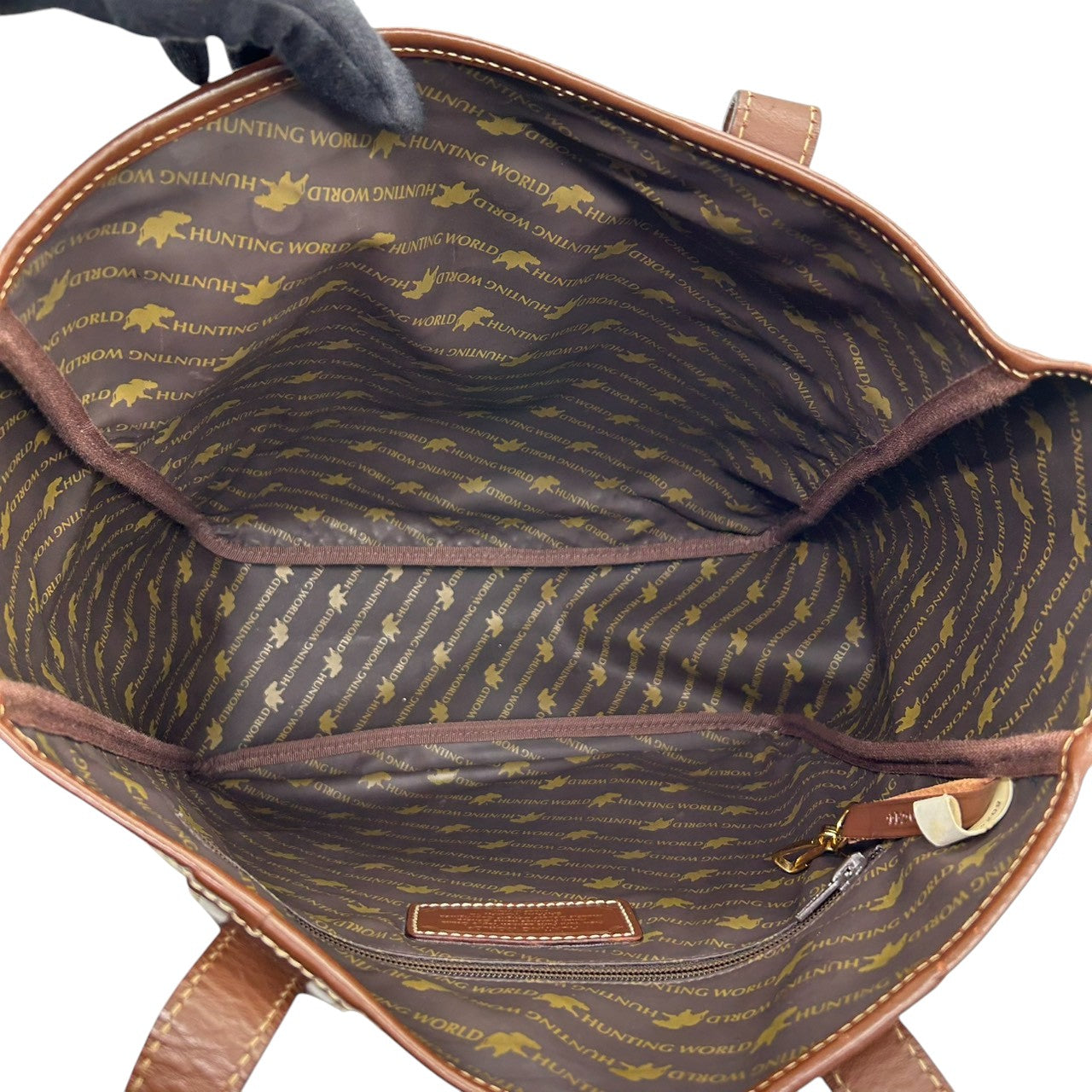 ハンティングワールド トートバッグ サファリトゥデイ ワンショルダー ナイロン レザー ブラウン デカロゴ A4収納可 大容量 肩掛け可 メンズ レディース ユニセックス 通勤 通学 定番人気モデル イタリア製 HUNTING WORLD s18
