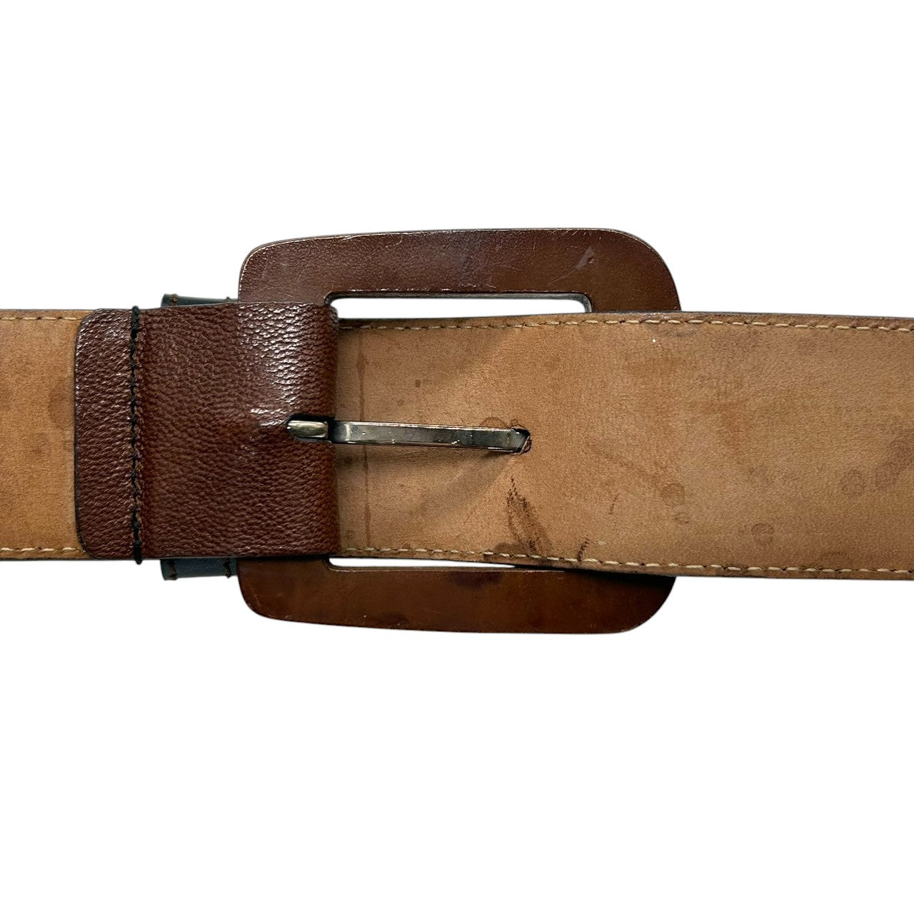 D&G ドルチェ＆ガッバーナ ベルト ワイドベルト レザー 本革 エナメル バイカラー ブラウン ブラック ウッド調バックル メンズ レディース ユニセックス カジュアル モード ファッション小物 高級 イタリア製 px-1