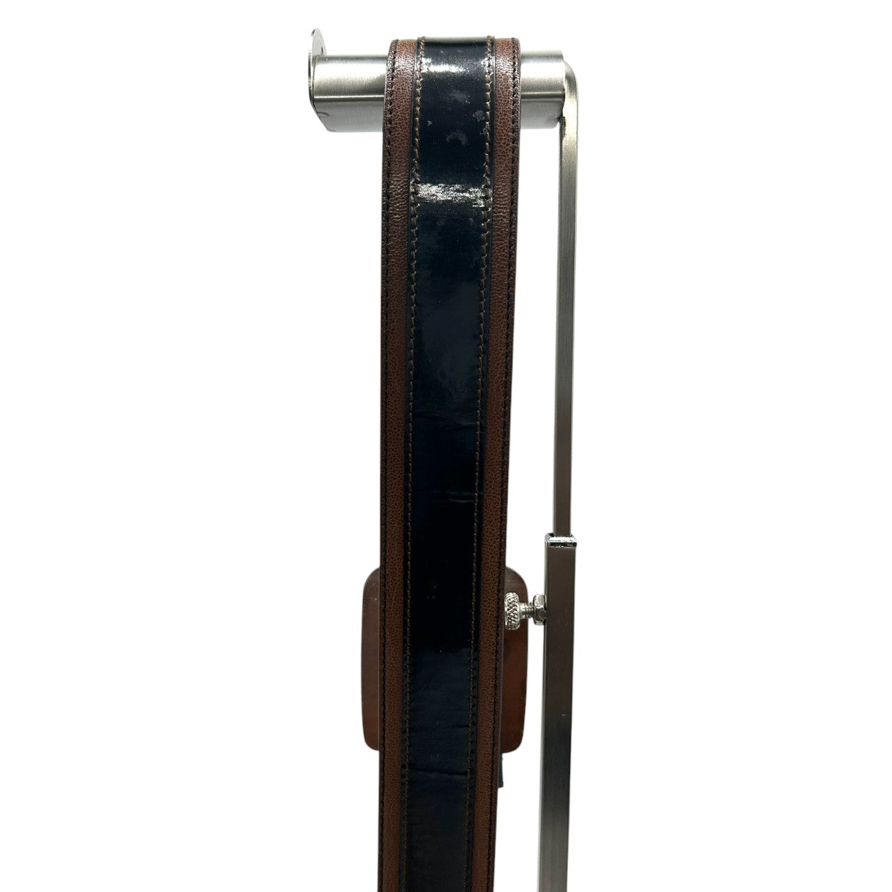 D&G ドルチェ＆ガッバーナ ベルト ワイドベルト レザー 本革 エナメル バイカラー ブラウン ブラック ウッド調バックル メンズ レディース ユニセックス カジュアル モード ファッション小物 高級 イタリア製 px-1