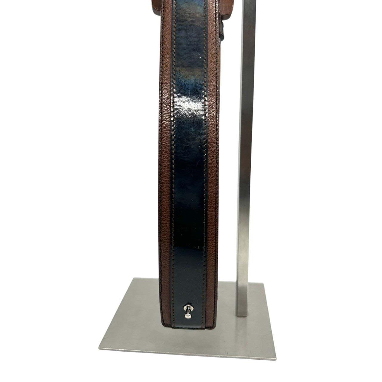 D&G ドルチェ＆ガッバーナ ベルト ワイドベルト レザー 本革 エナメル バイカラー ブラウン ブラック ウッド調バックル メンズ レディース ユニセックス カジュアル モード ファッション小物 高級 イタリア製 px-1