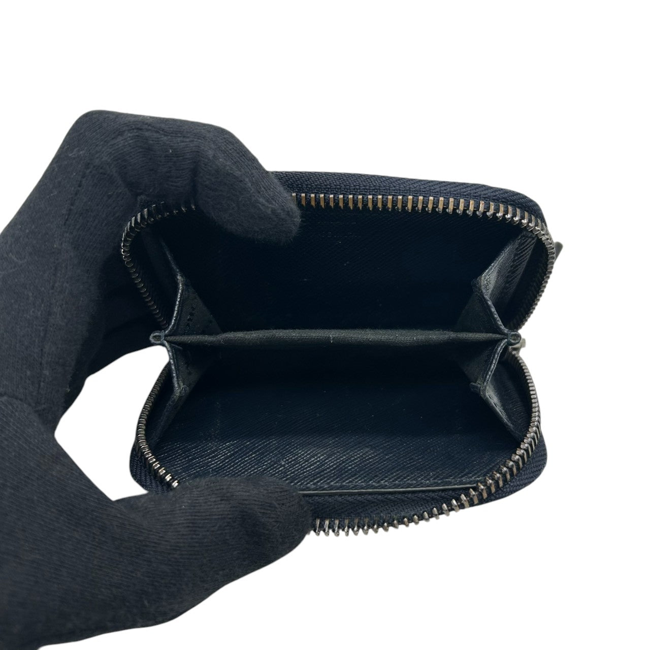 ジョルジオアルマーニ コインケース 小銭入れ L字ファスナー ミニ財布 サフィアーノレザー 本革 ネイビー 紺 GAロゴ メンズ レディース ユニセックス ビジネス フォーマル 上品 高級 イタリア製 GIORGIO ARMANI w2