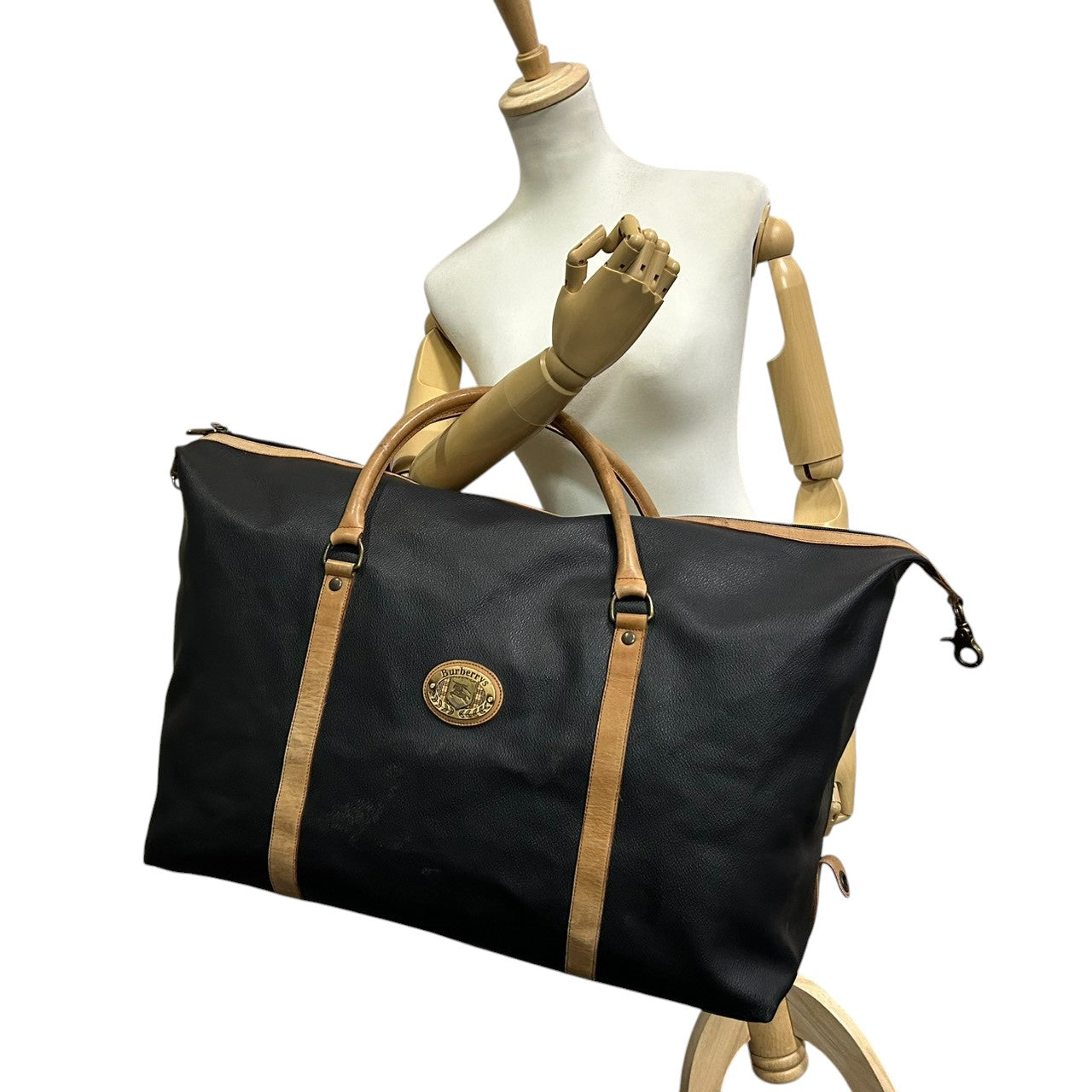 Burberrys バーバリーズ ボストンバッグ 旅行バッグ 大容量 ホースロゴ 騎士ロゴ レザー 本革 ブラック ブラウン メンズ レディース ユニセックス ヴィンテージ ビンテージ オールド イタリア製 出張 ゴルフ 希少 レア X3