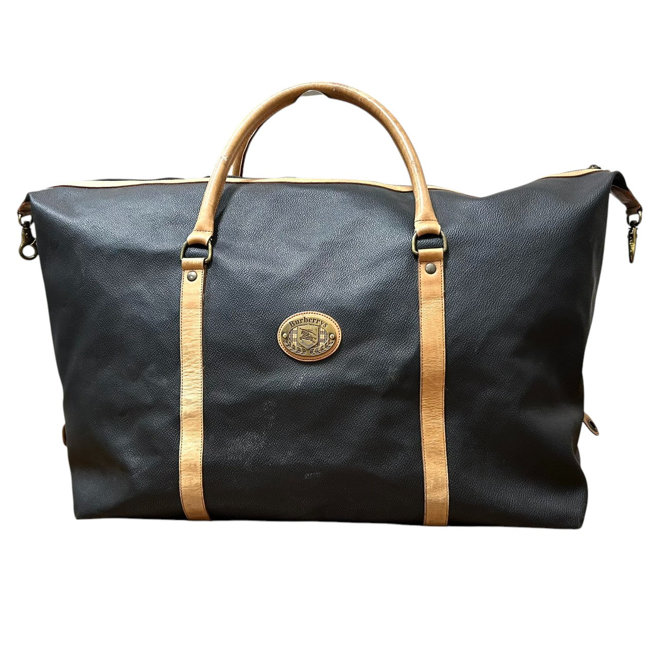 Burberrys バーバリーズ ボストンバッグ 旅行バッグ 大容量 ホースロゴ 騎士ロゴ レザー 本革 ブラック ブラウン メンズ レディース ユニセックス ヴィンテージ ビンテージ オールド イタリア製 出張 ゴルフ 希少 レア X3