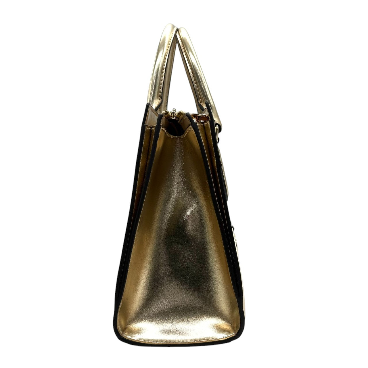 【美品】マイケルコース 2WAY ハンドバッグ ショルダーバッグ ゴールド PVC 型押しレザー エレガント MKロゴチャーム レディース 斜め掛け可 自立可 MICHAEL KORS 通勤通学 パーティバッグ ゴージャス サッチェル s34