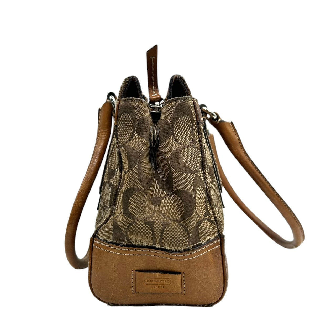 コーチ ハンプトンズ シグネチャー キャリーオール トートバッグ ハンドバッグ K0771-11589 キャンバス レザー ブラウン A4収納可 ターンロック レディース 通勤通学 ビジネス ワンショルダー 自立可 クラシック 定番人気モデル s39