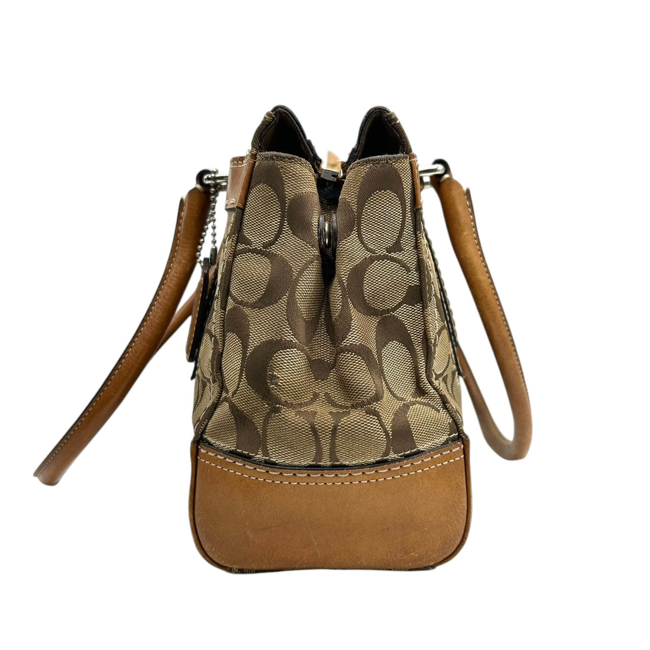 コーチ ハンプトンズ シグネチャー キャリーオール トートバッグ ハンドバッグ K0771-11589 キャンバス レザー ブラウン A4収納可 ターンロック レディース 通勤通学 ビジネス ワンショルダー 自立可 クラシック 定番人気モデル s39